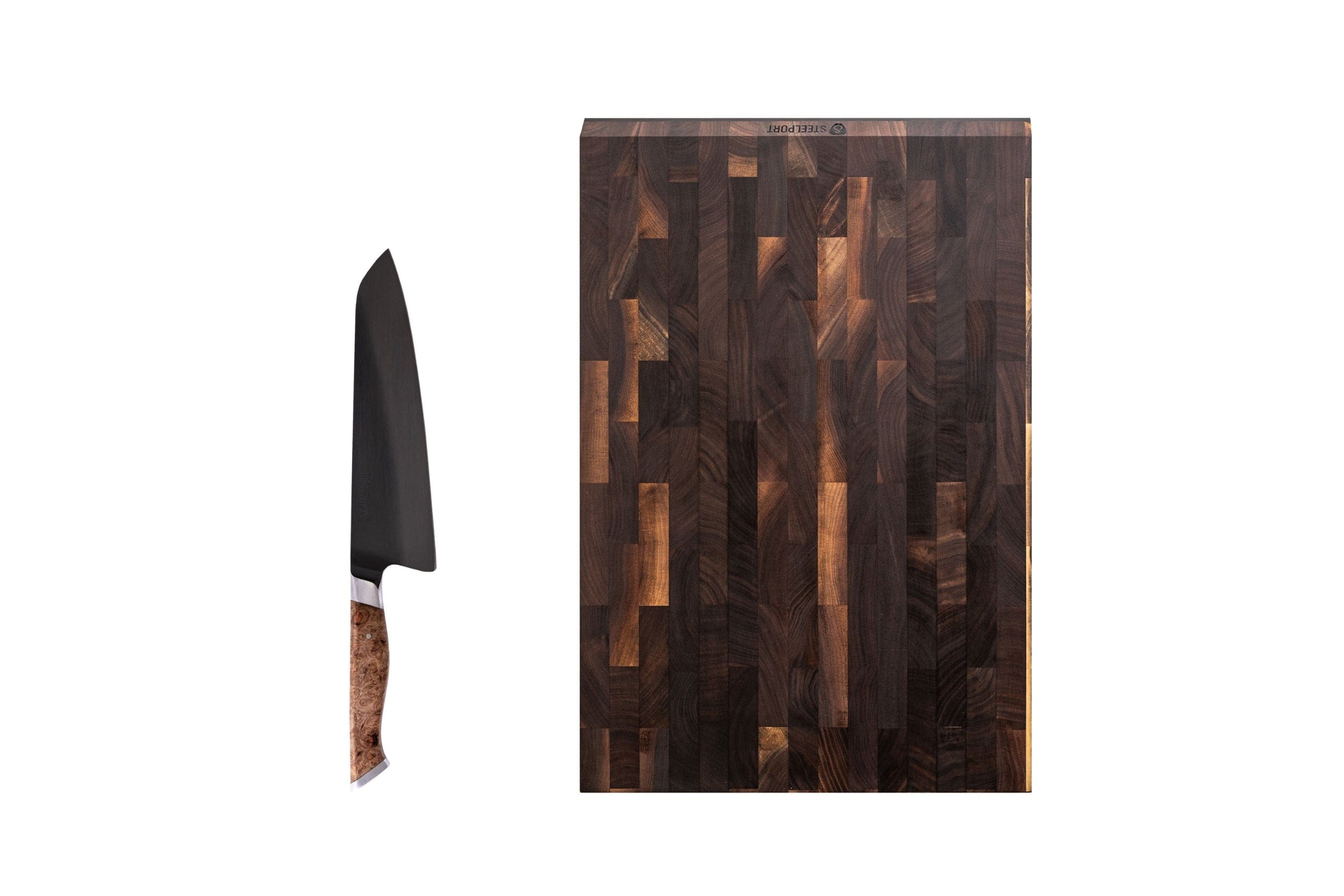 STEELPORT Knife Co. Set End-Grain Walnut Everyday Knife & Board Set