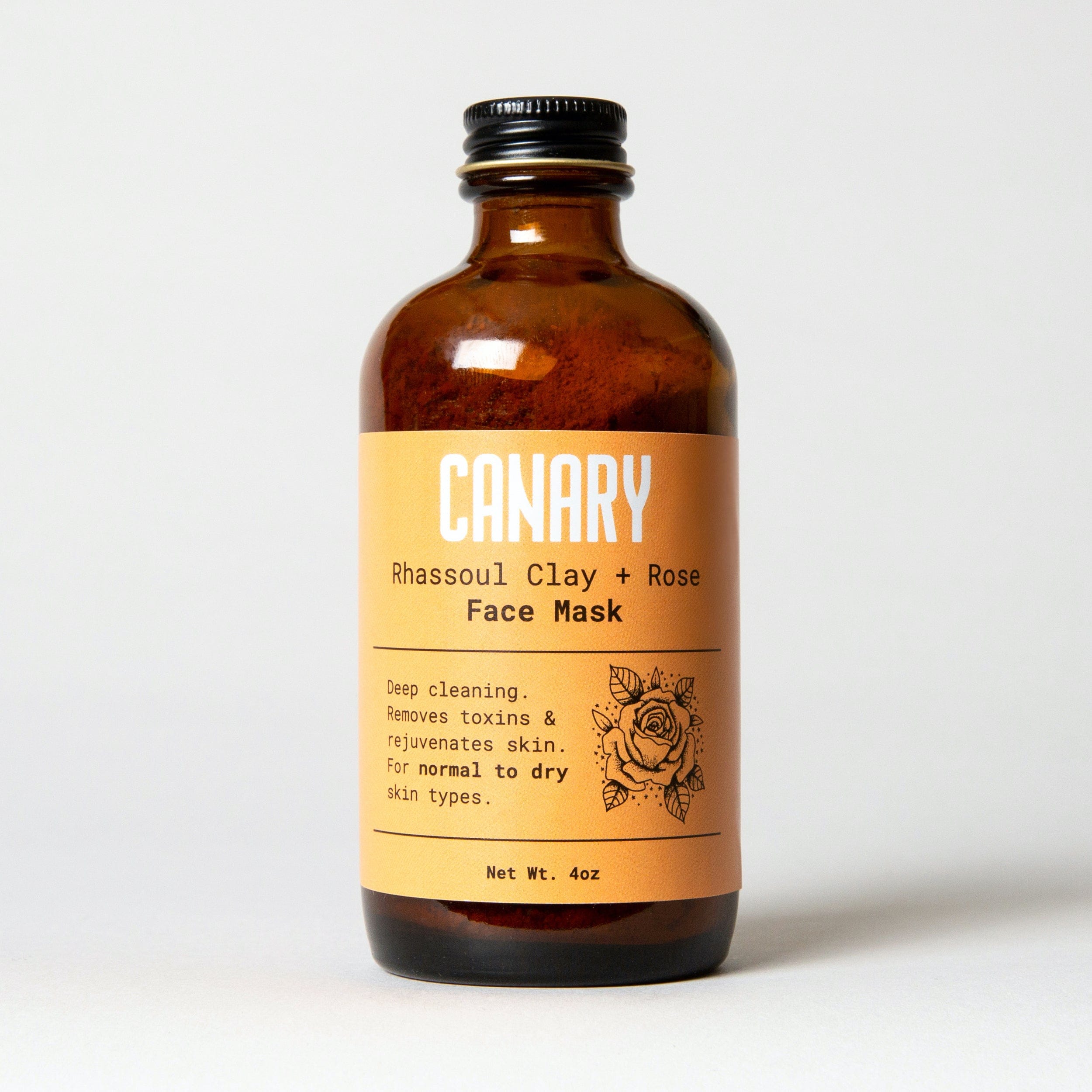Canary Face Mask 5oz Bottle Rhassoul Clay + Rose Face Mask