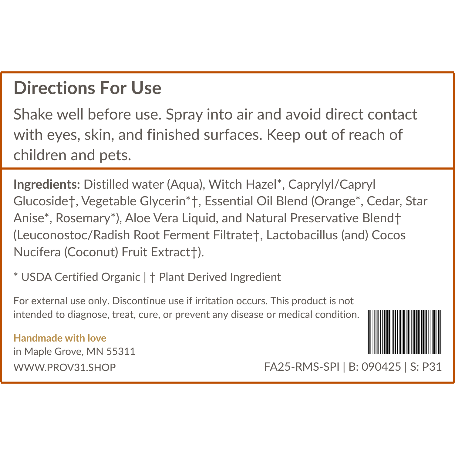 Room Spray: Spiced Cider - My American Goods