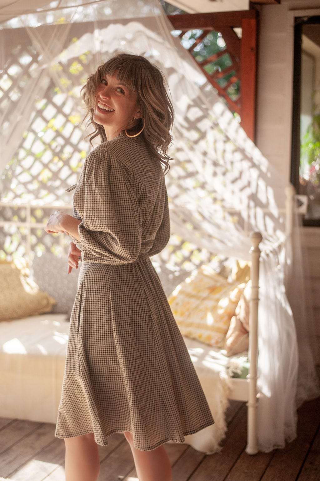 Field Day Top Poet Top in Black and Oat Cotton Gingham