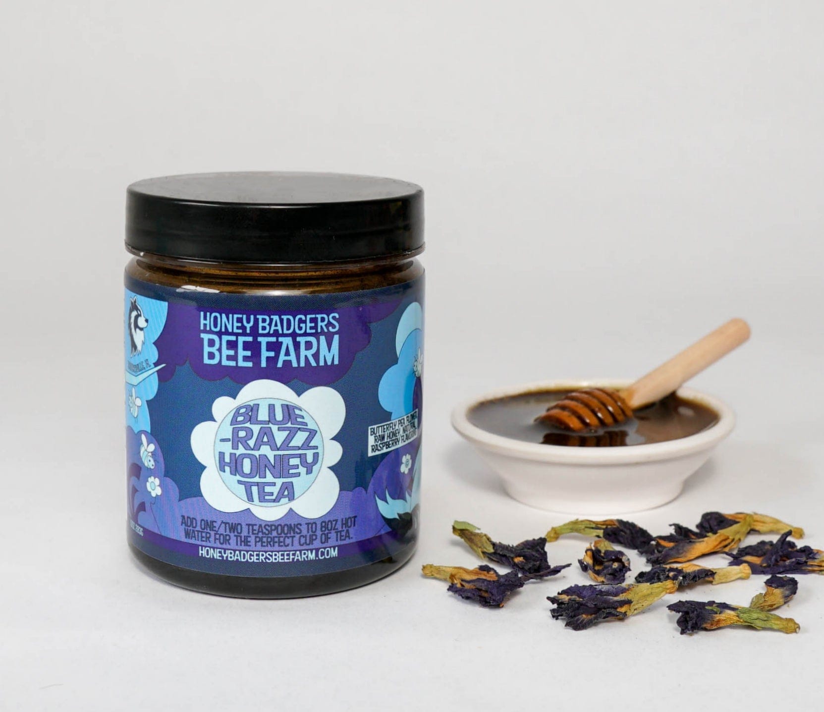 Honey Badgers Bee Farm All natural Tea Blue Razz Honey Tea