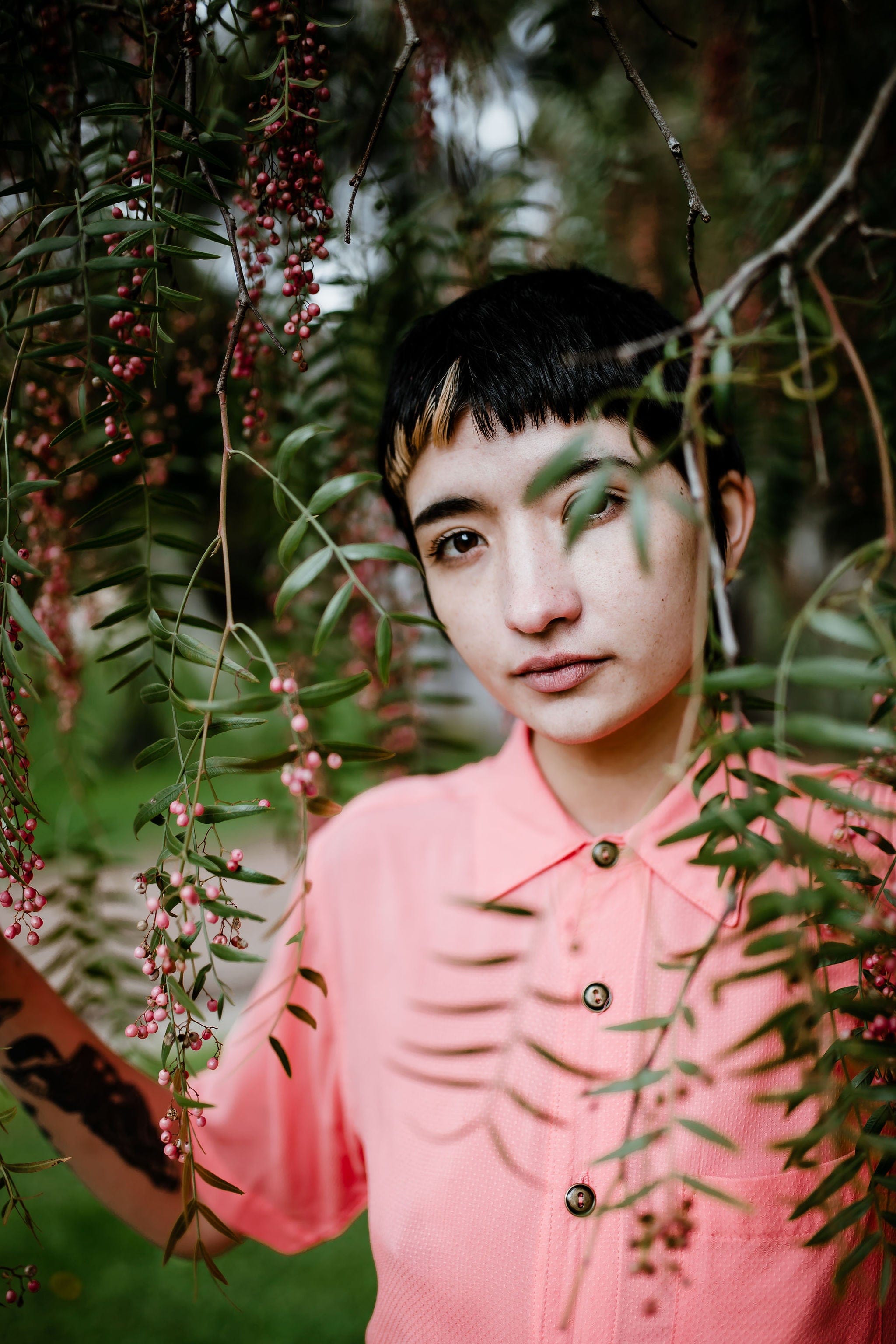 Field Day Top Unisex Button Up in Watermelon Rosé