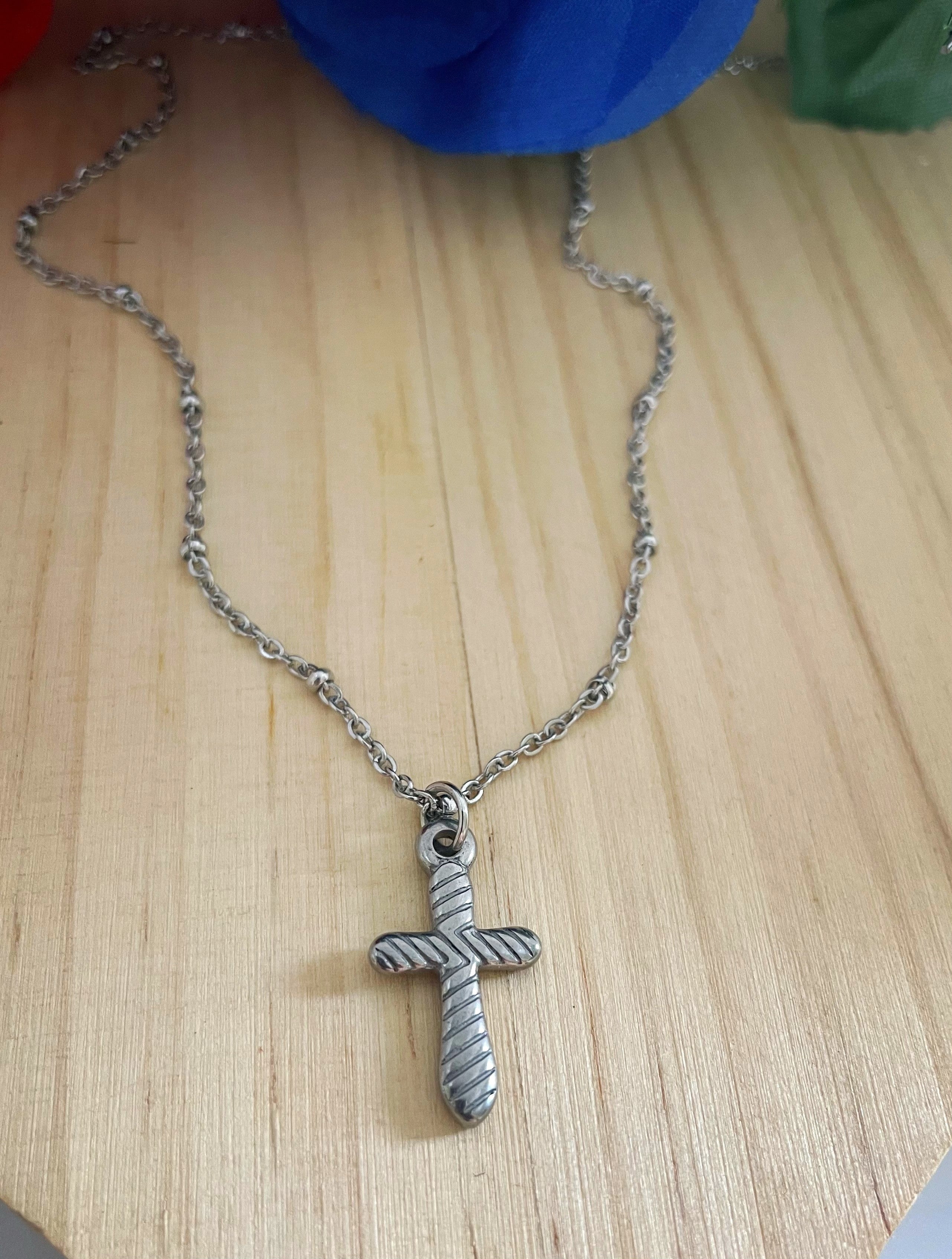 Textured Cross Necklace