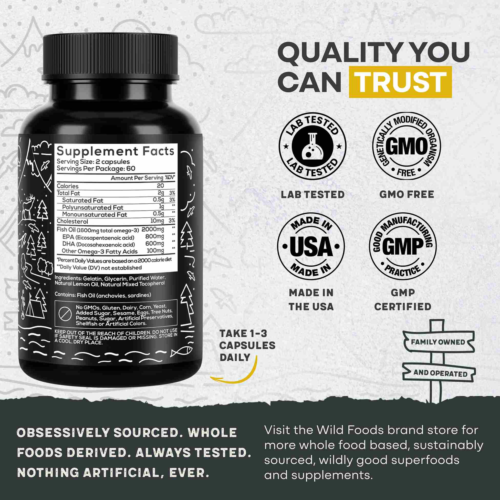 Fish Oil Capsules, 60 servings – Omega-3 for Heart Health & Cognitive Function - My American Goods