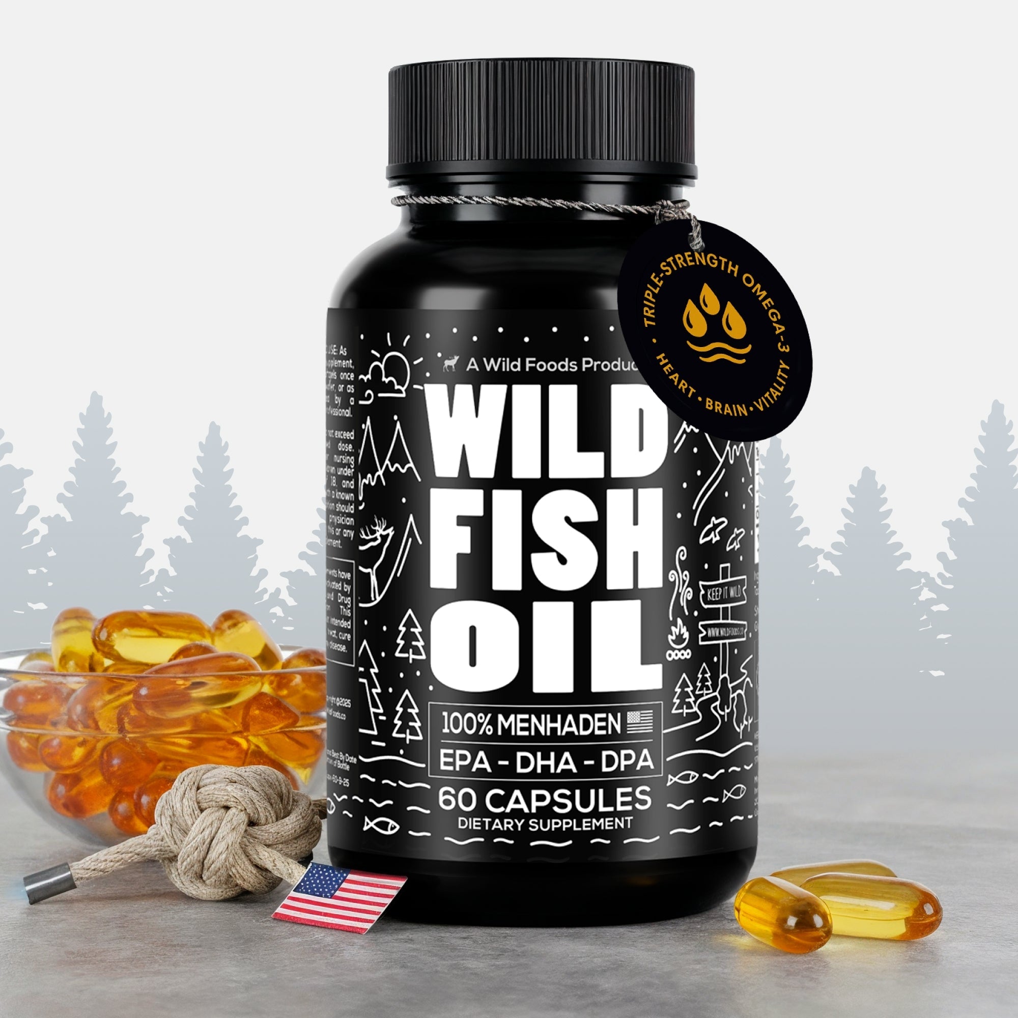 Fish Oil Capsules, 60 servings – Omega-3 for Heart Health & Cognitive Function