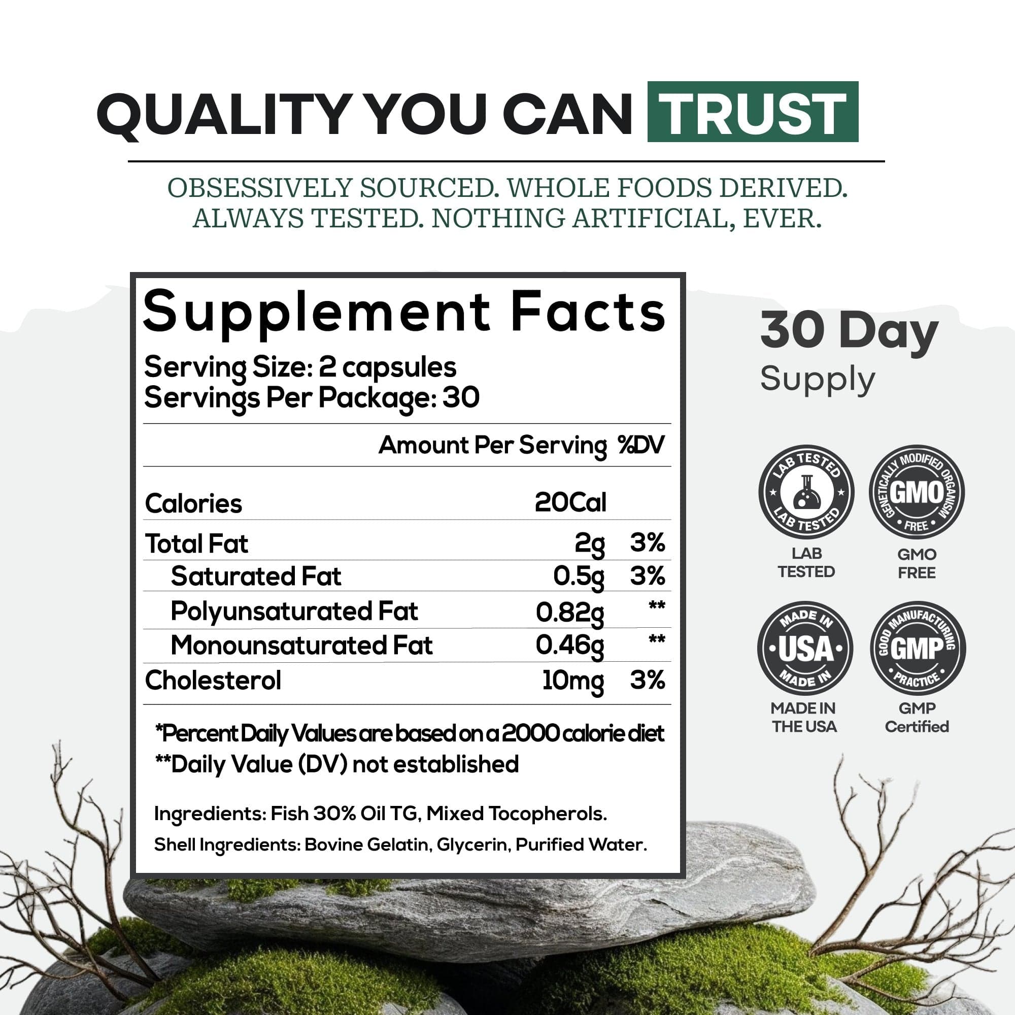 Fish Oil Capsules, 60 servings – Omega-3 for Heart Health & Cognitive Function