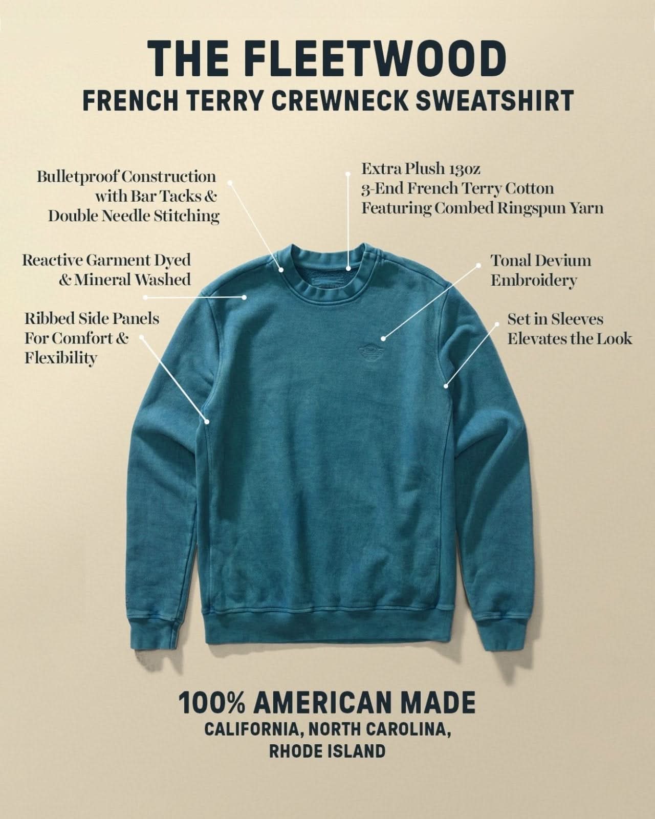 Fleetwood French Terry Crewneck Sweatshirt - My American Goods