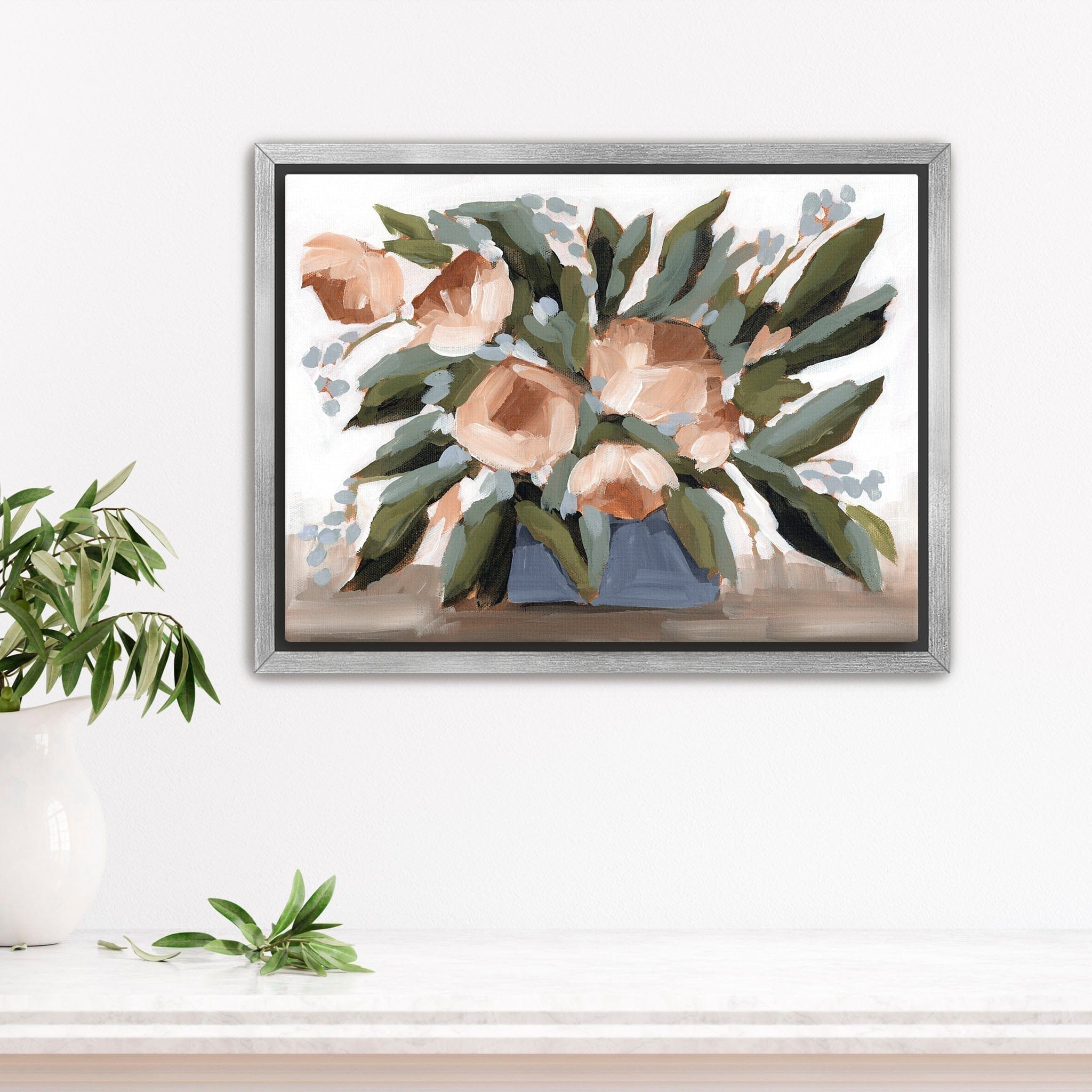 Katie Garrison Art Print Stretched Canvas / 8x10 in / Silver Frame "Flowers for the Table II" Art Print