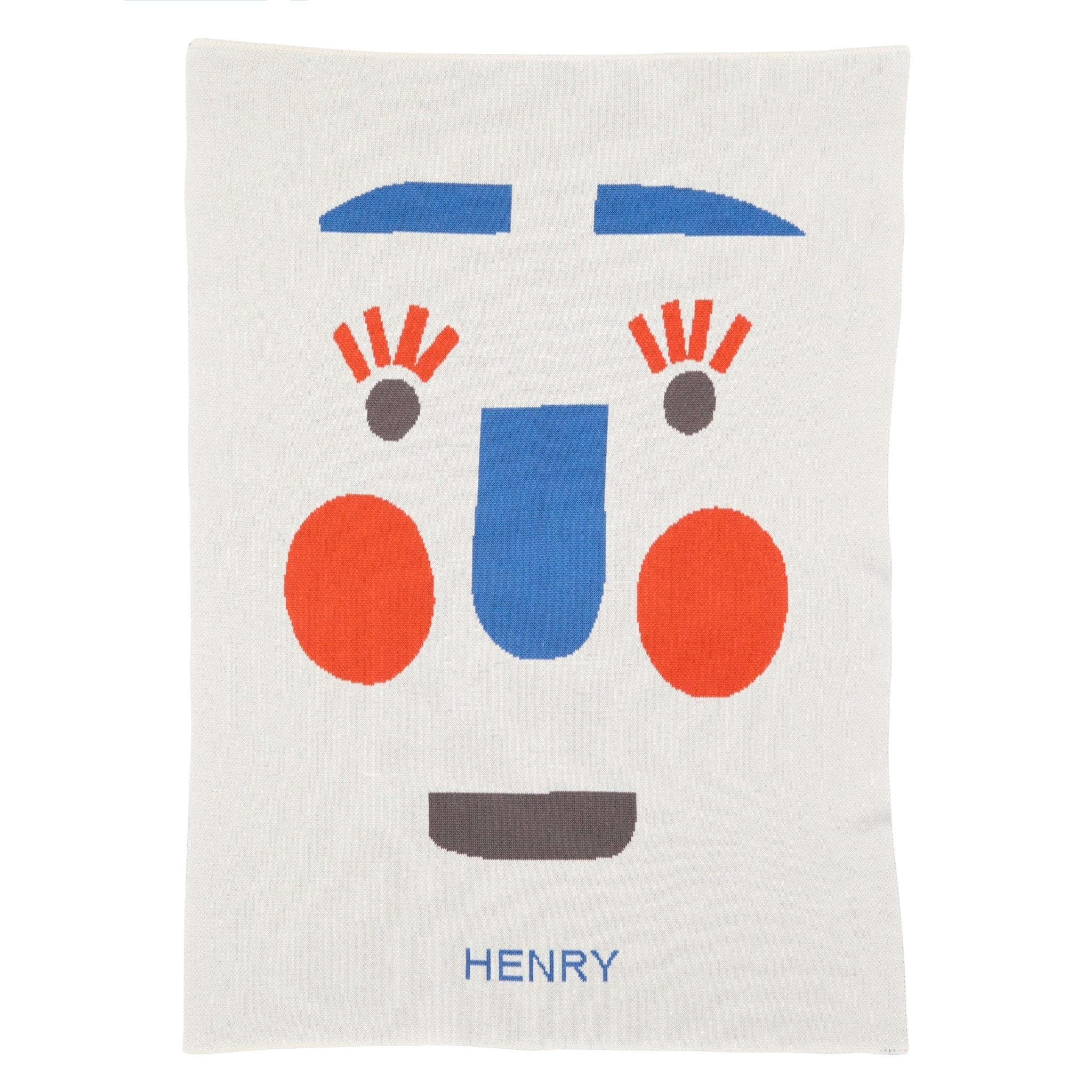 Biquette Baby Blanket Flag in Organic Cotton Funny Face Baby Blanket