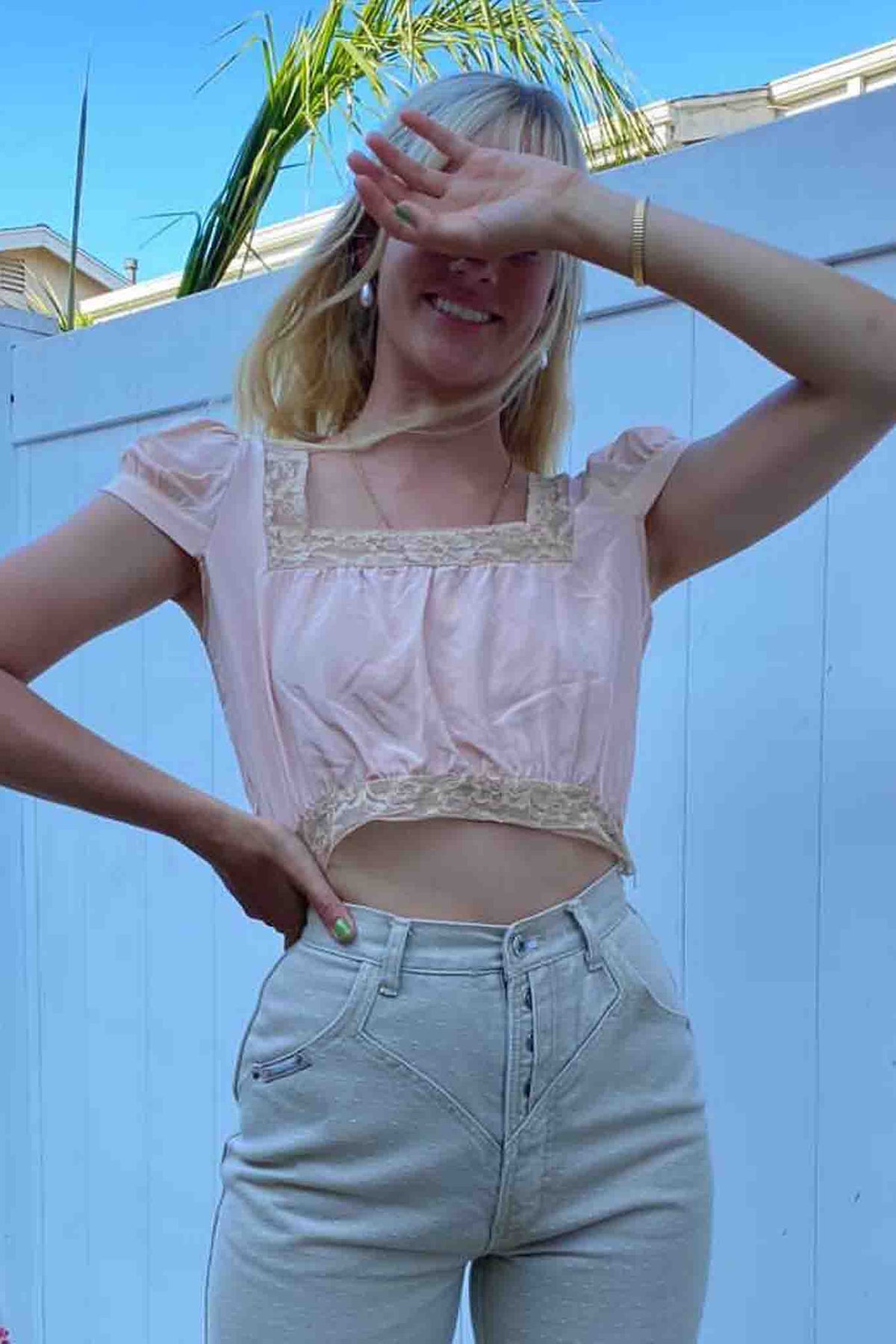 MERRITT CHARLES TOPS Georgia Top - Soft Pink Silk