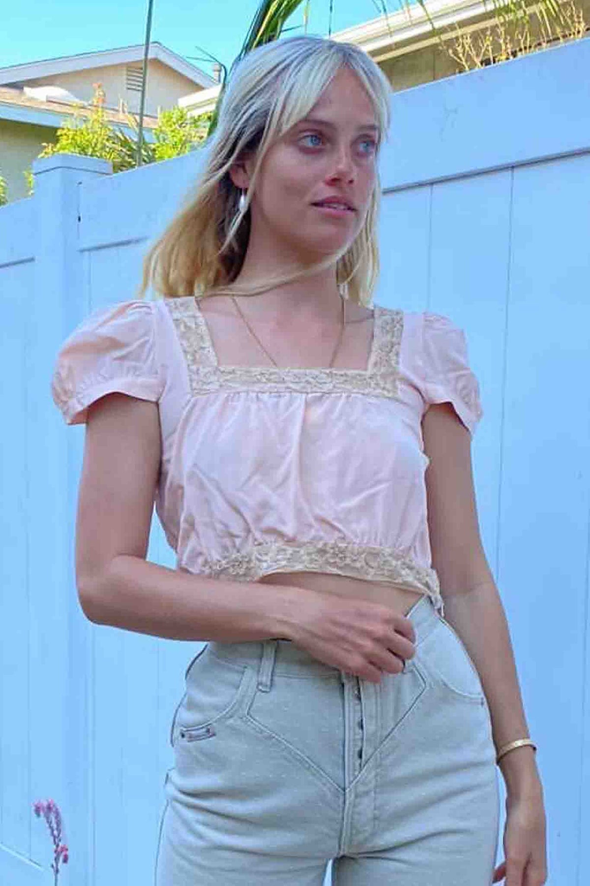 MERRITT CHARLES TOPS Georgia Top - Soft Pink Silk