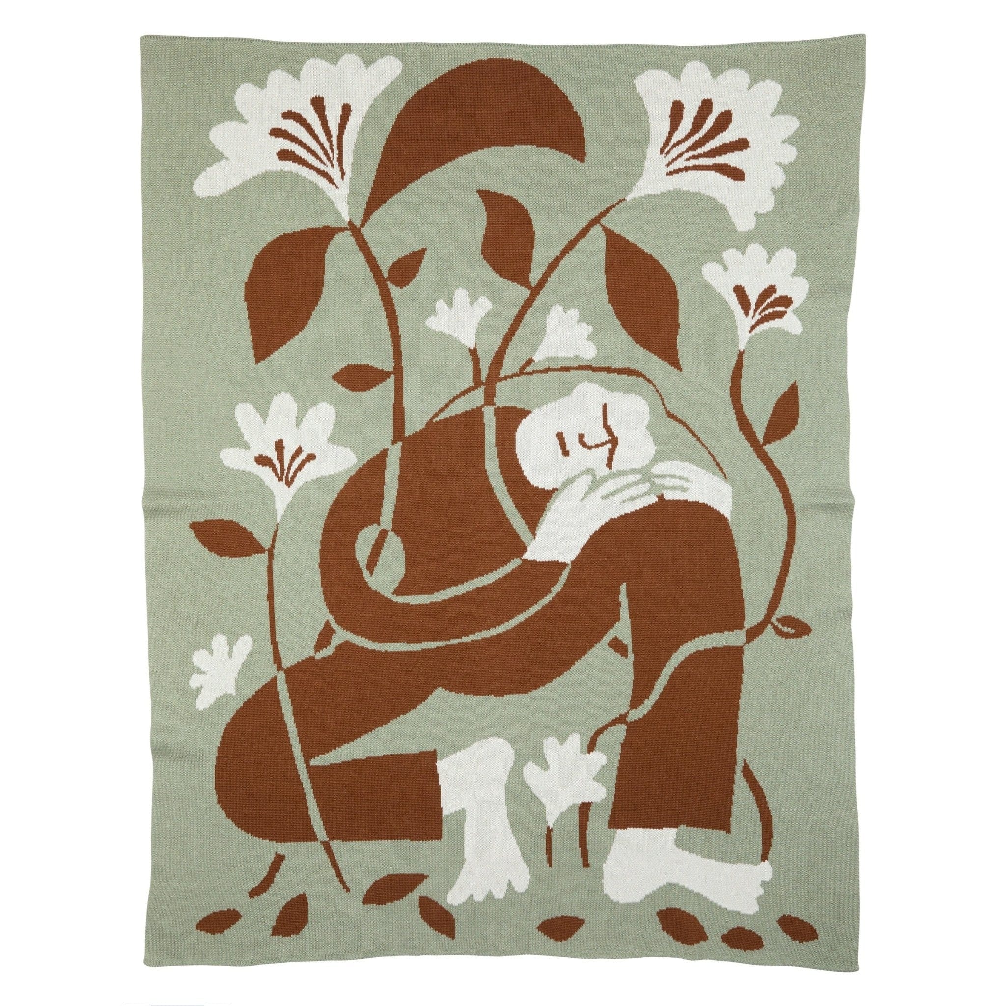 Biquette Throw Blanket Jade in Egyptian Cotton Grow Throw Blanket
