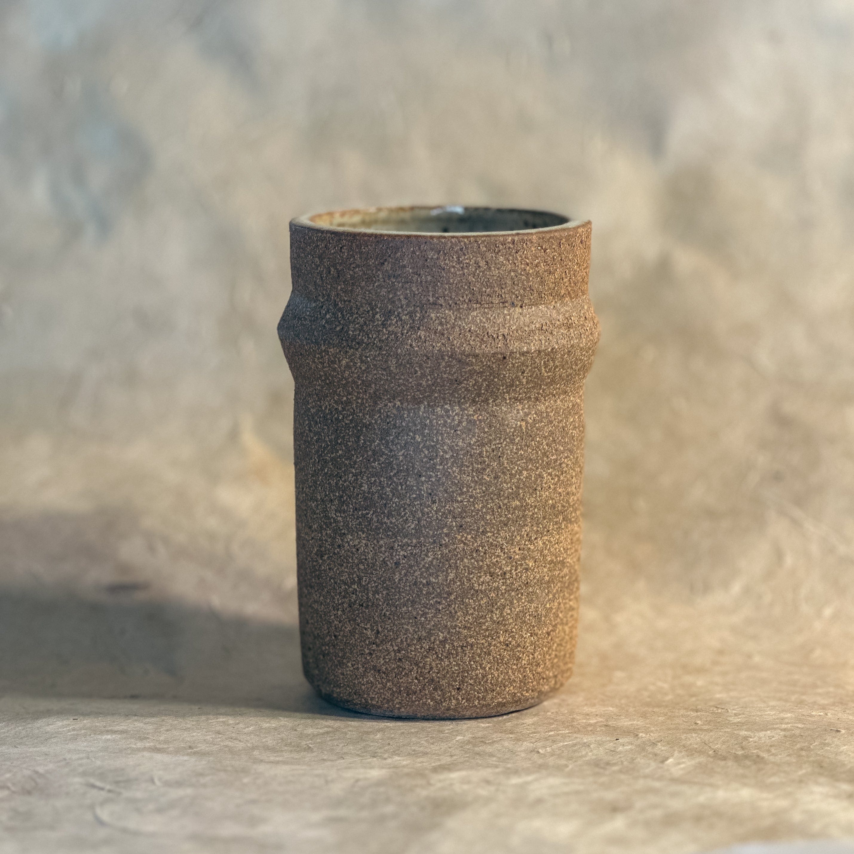 Olivia Snow Ceramics Tumbler top angle Saturn Ceramic Tumblers in Brown
