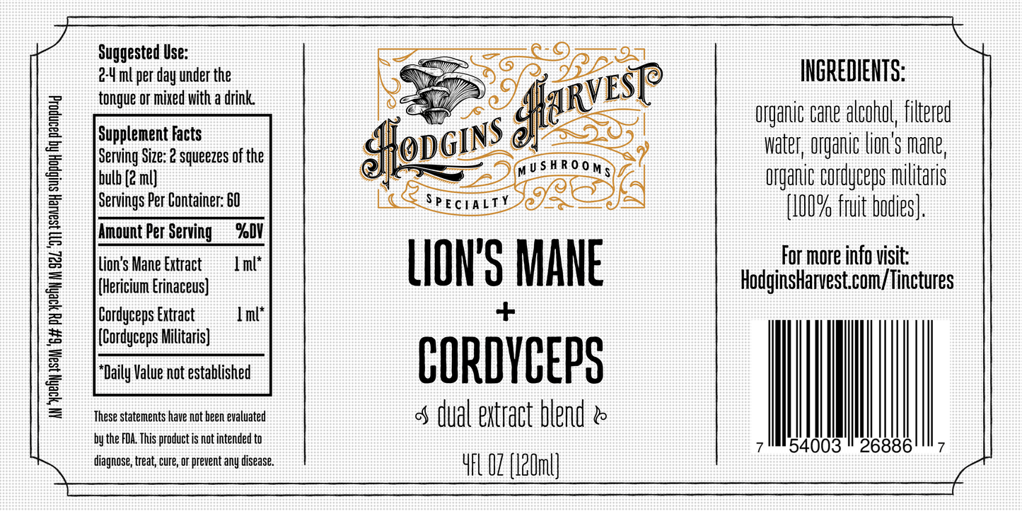 Lion's Mane + Cordyceps Dual Extract Tincture - My American Goods