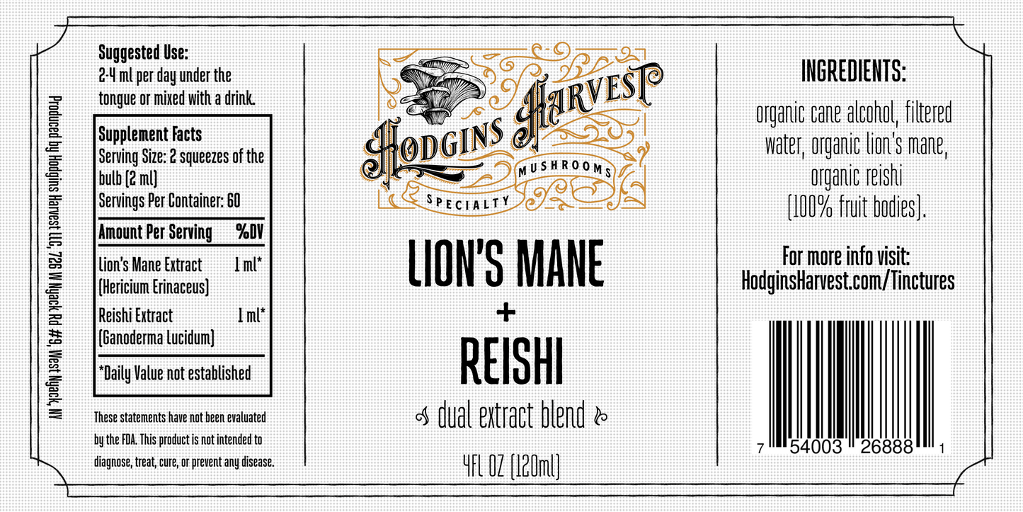 Lion's Mane + Reishi Dual Extract Tincture - My American Goods