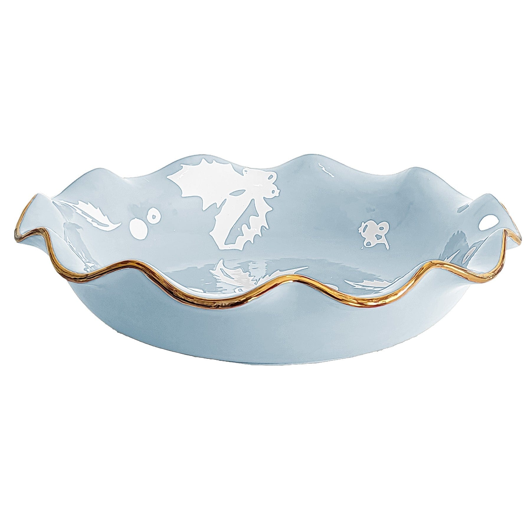 Ruby Clay Company Tray Deck the Halls Scalloped Bowls with 22K Gold Accent