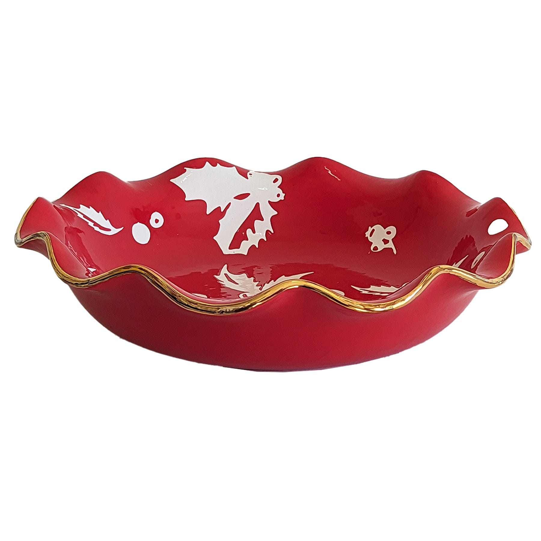 Ruby Clay Company Tray Deck the Halls Scalloped Bowls with 22K Gold Accent