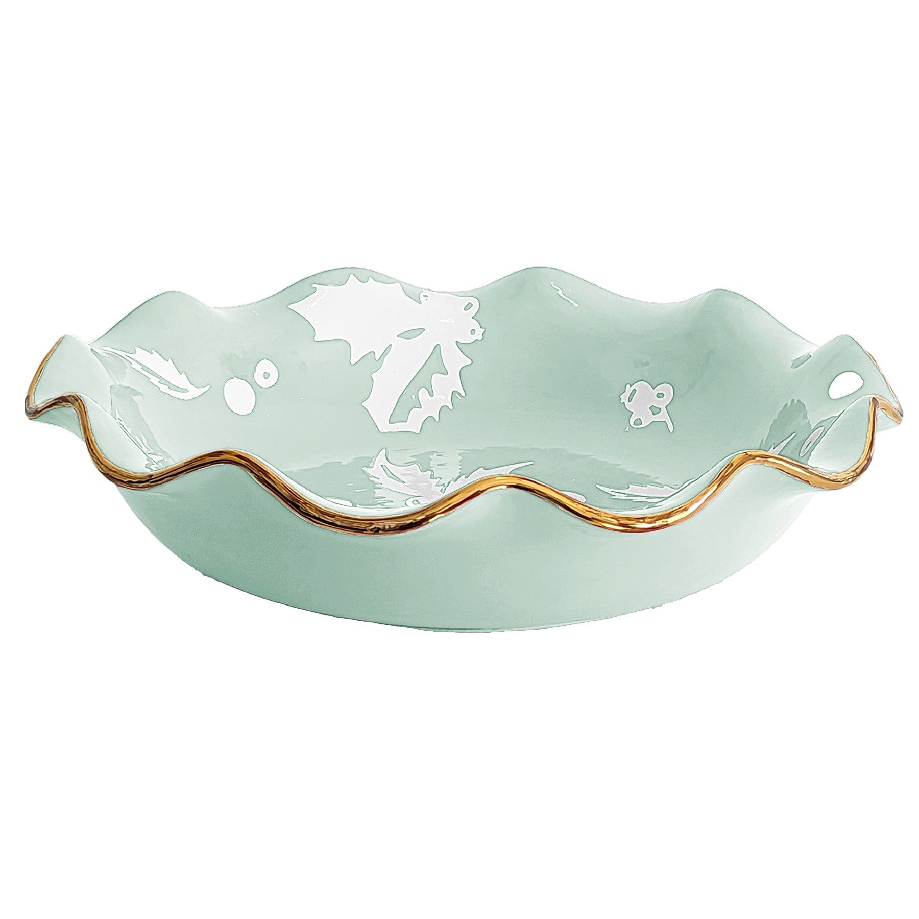 Ruby Clay Company Tray Deck the Halls Scalloped Bowls with 22K Gold Accent