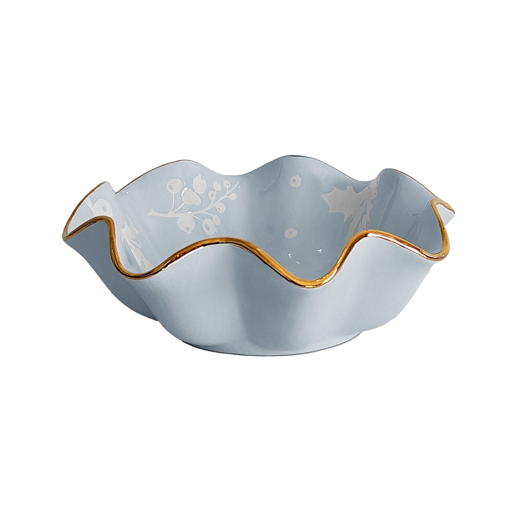 Ruby Clay Company Tray Deck the Halls Scalloped Bowls with 22K Gold Accent