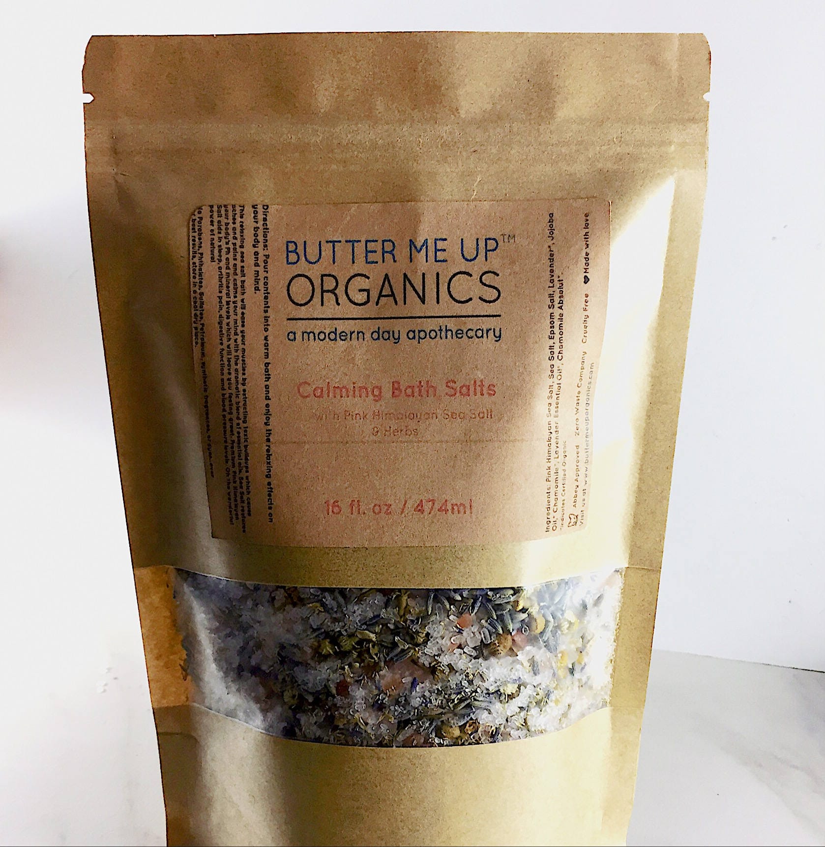 Butter Me Up Organics Bath Calming Bath Salts / Detox / Relaxation / Lavender & Chamomile / Essential Oils / Organic Herbs / Herbal Bath Salts for Relaxation Stress