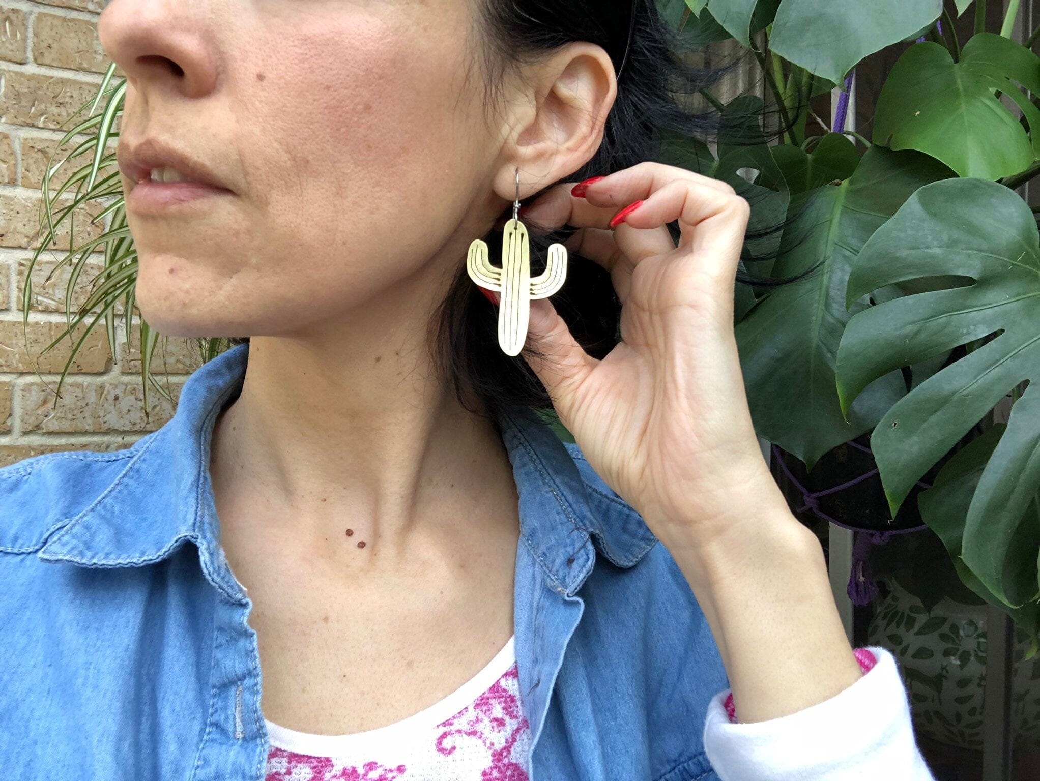 Handmade Saguaro Cactus Earrings: Sawn Metal Jewelry