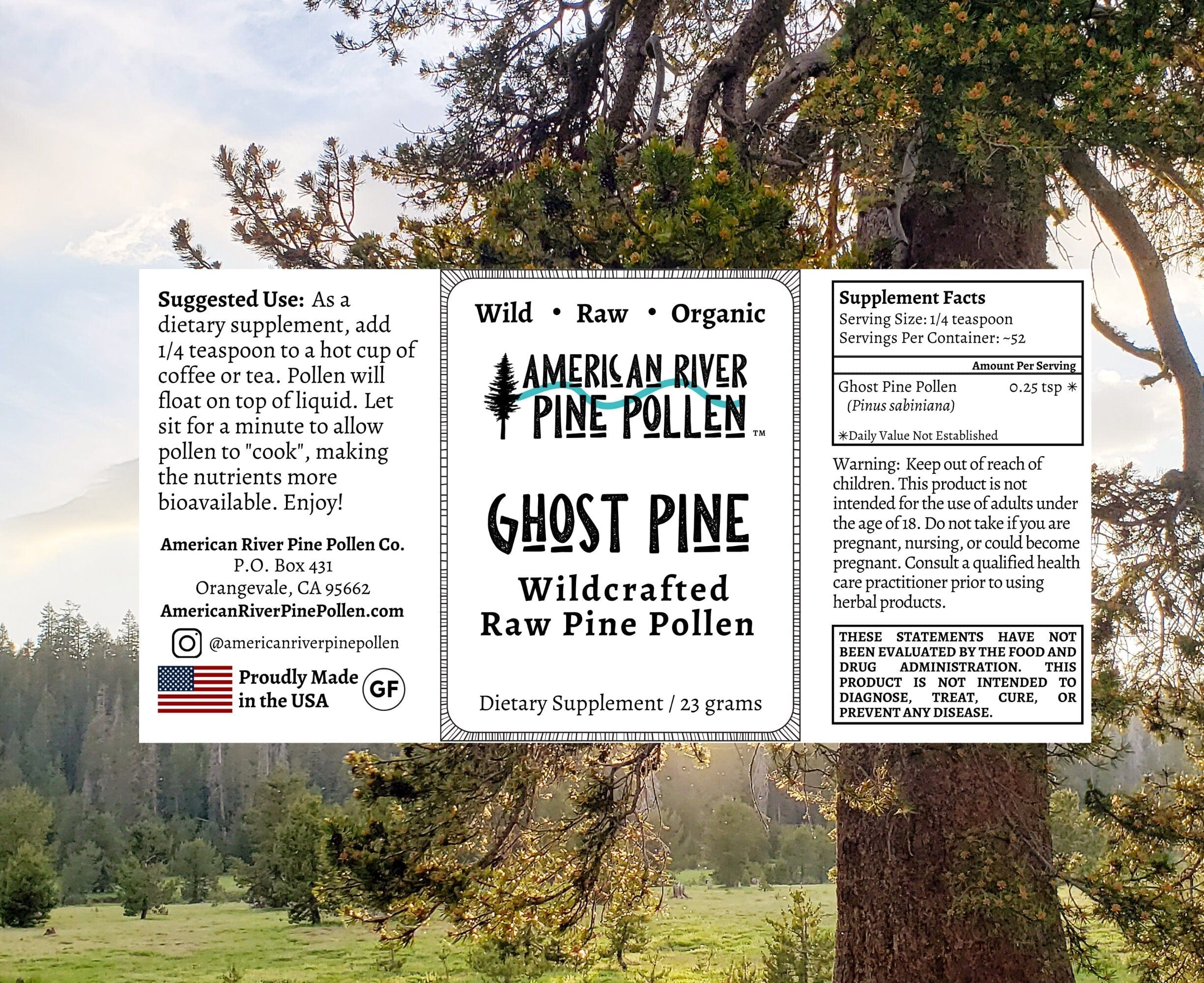 AmericanRiverPinePollen Ghost Pine Pollen - Raw and Wild-Harvested