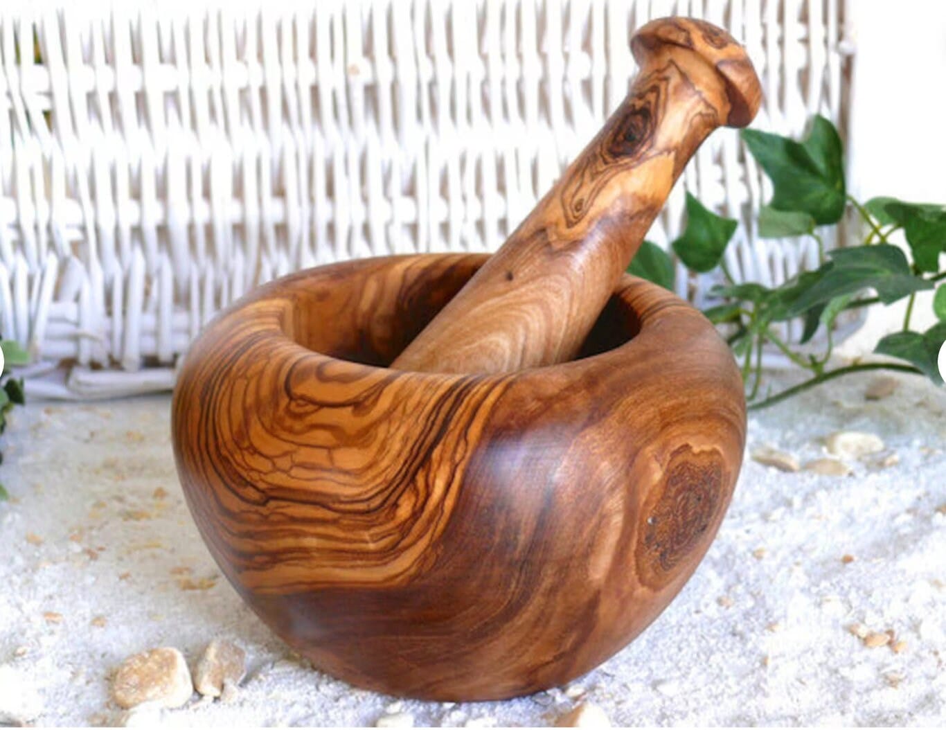 Rustic mortar Olive Wood Mortar and Pestle - My American Goods