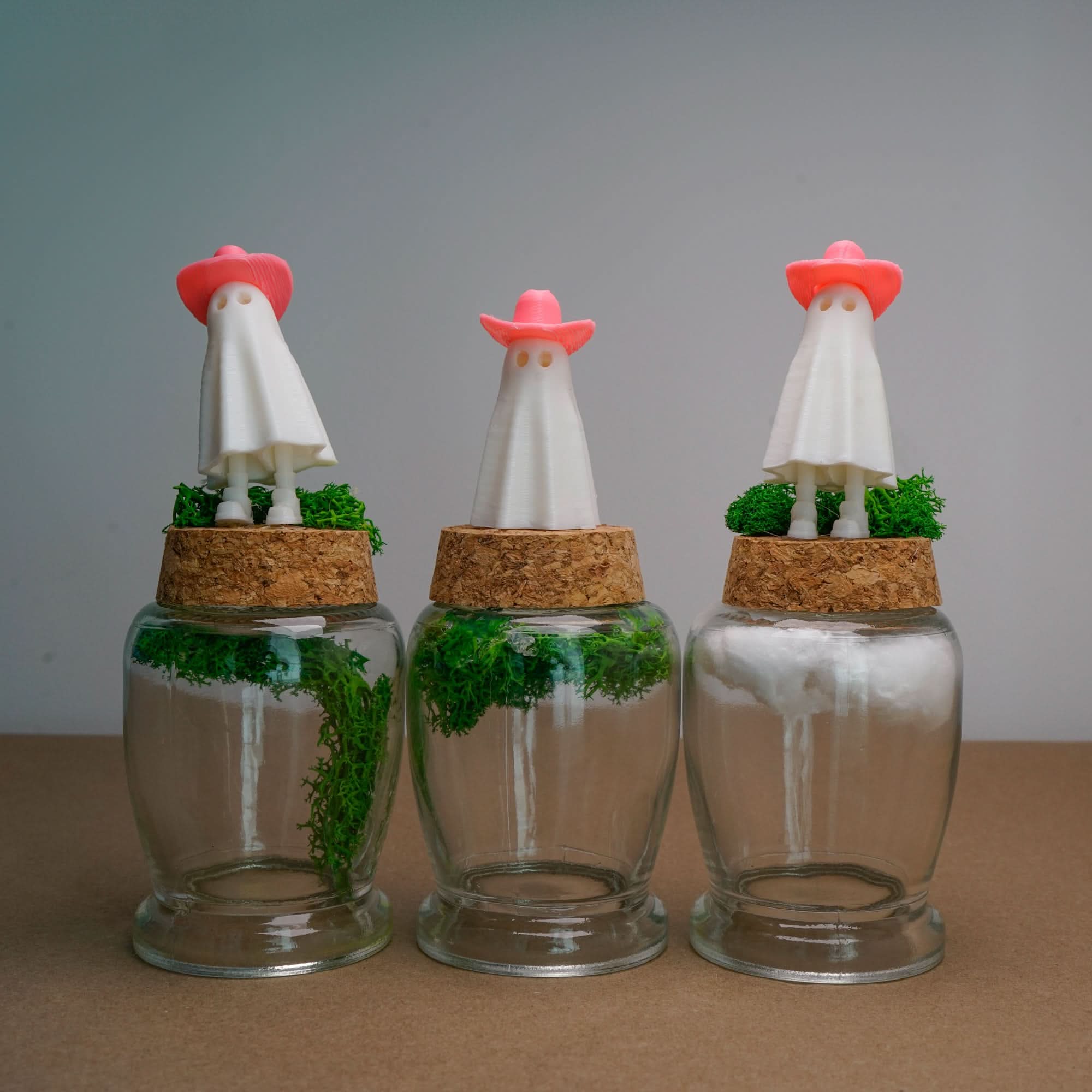 Rosebud HomeGoods Decor Ghost in a Bottle with Pink Cowboy Hat