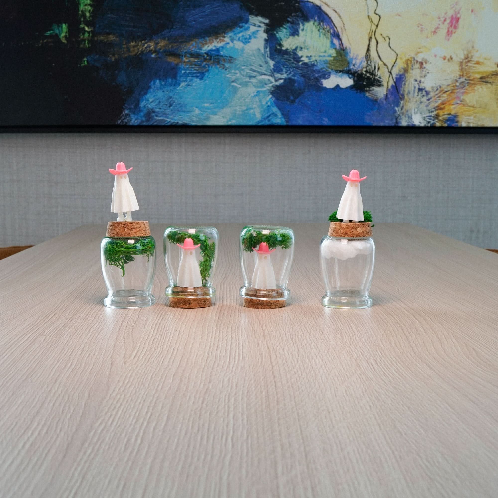 Rosebud HomeGoods Decor Ghost in a Bottle with Pink Cowboy Hat