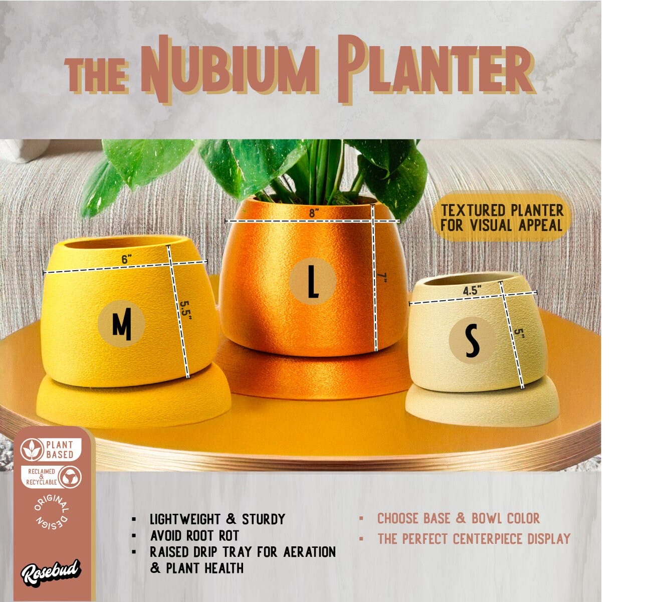 Rosebud HomeGoods Pots & Planters Nubium Planter