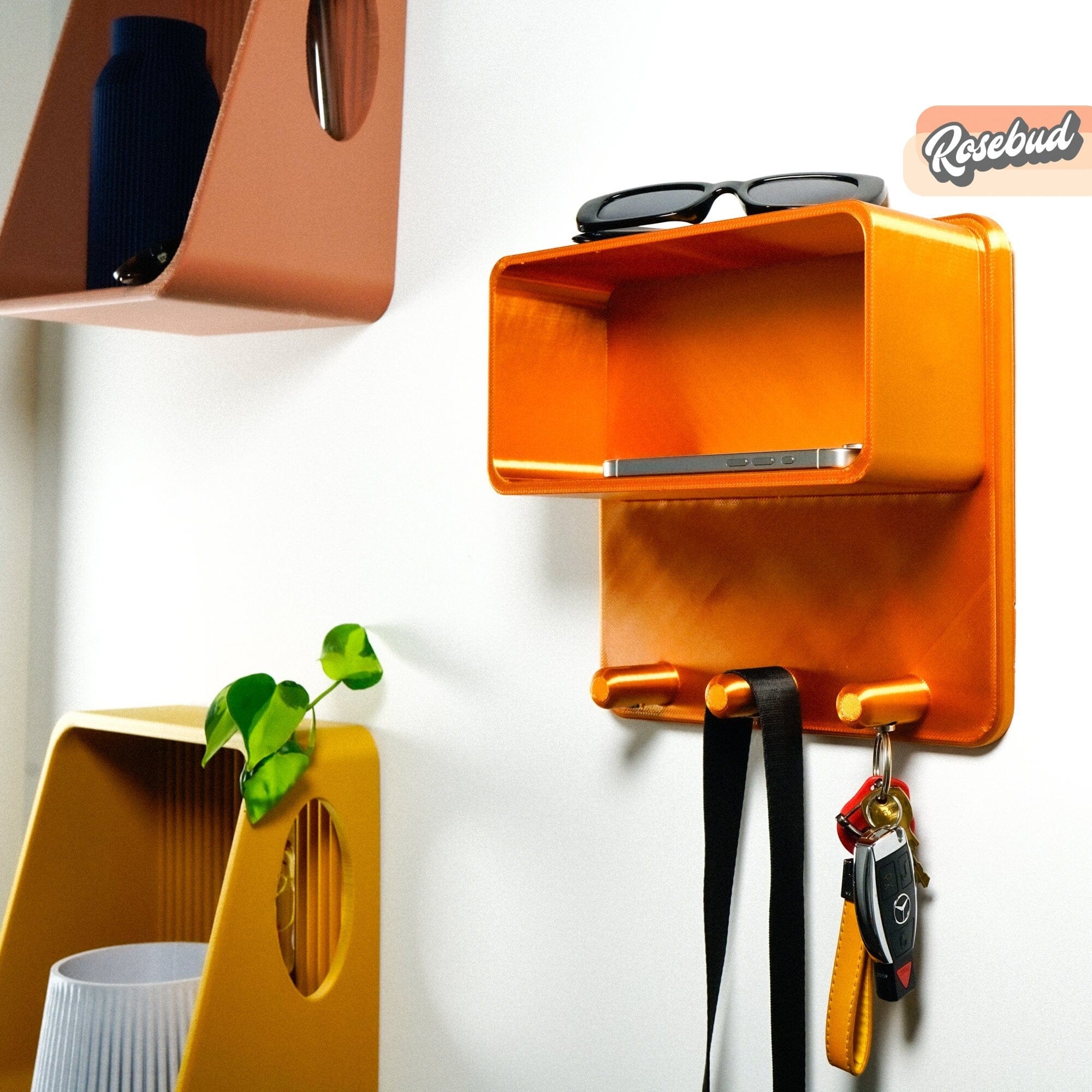 Rosebud HomeGoods Floating Shelf Floating Wall Shelf, Magnetic Key Holder