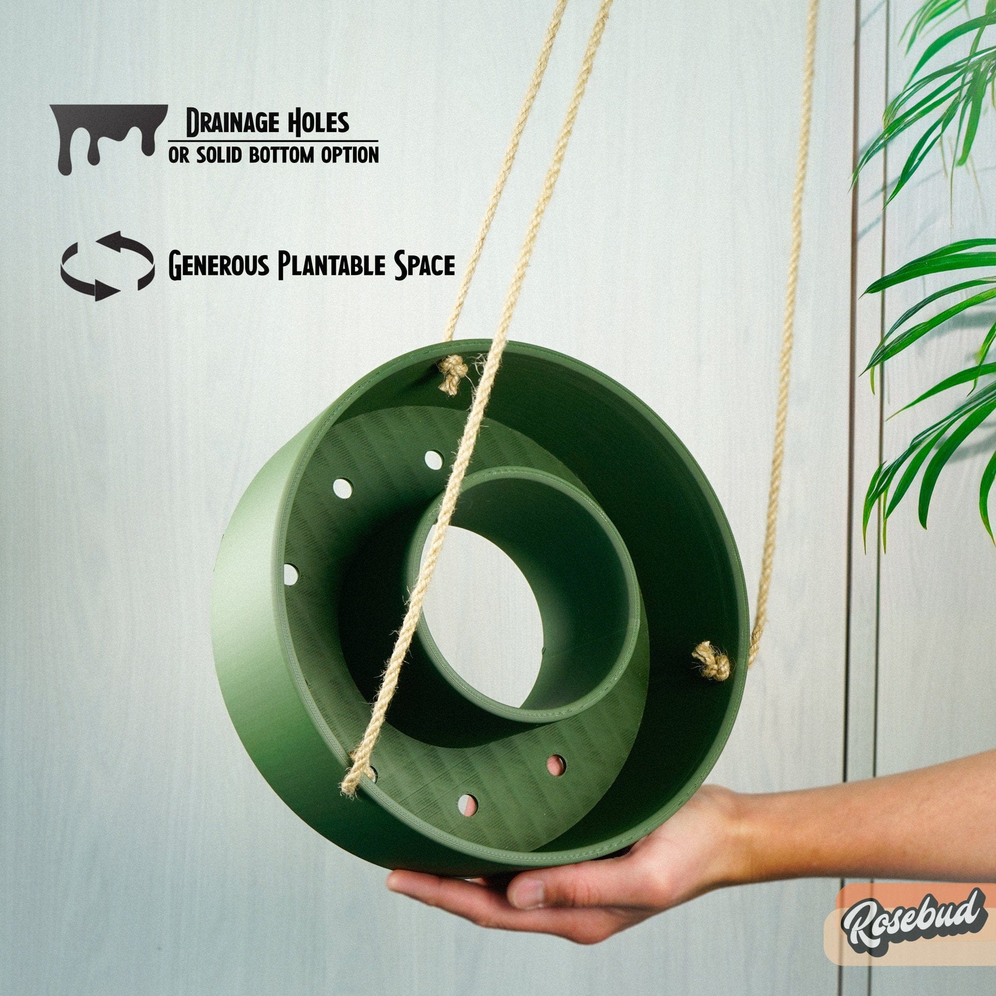 Rosebud HomeGoods Hanging Planter Black / Drainage Hole Hanging Chandelier Planter with Drainage