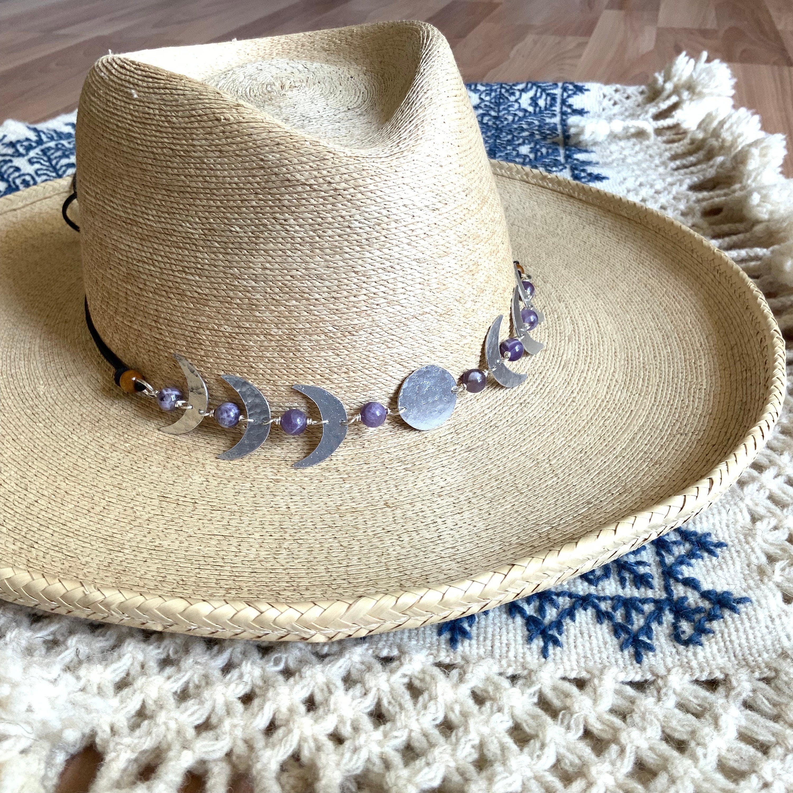 Moon Phase Hatband, Celestial Hat Band