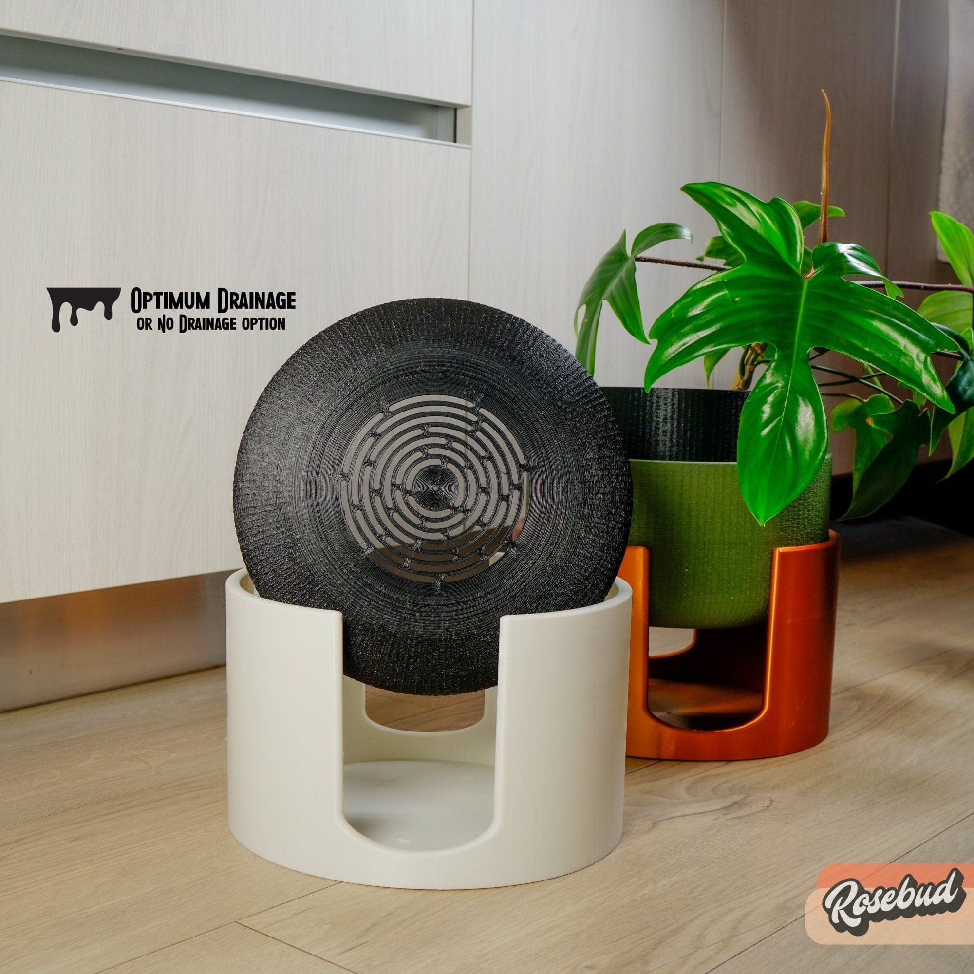 Modern Elevated Planter and Plant Stand Set - 2-Piece Plant Pot with Drainage in Multi Colors & Sizes, Mid-Century Modern Indoor Plant Stand - My American Goods