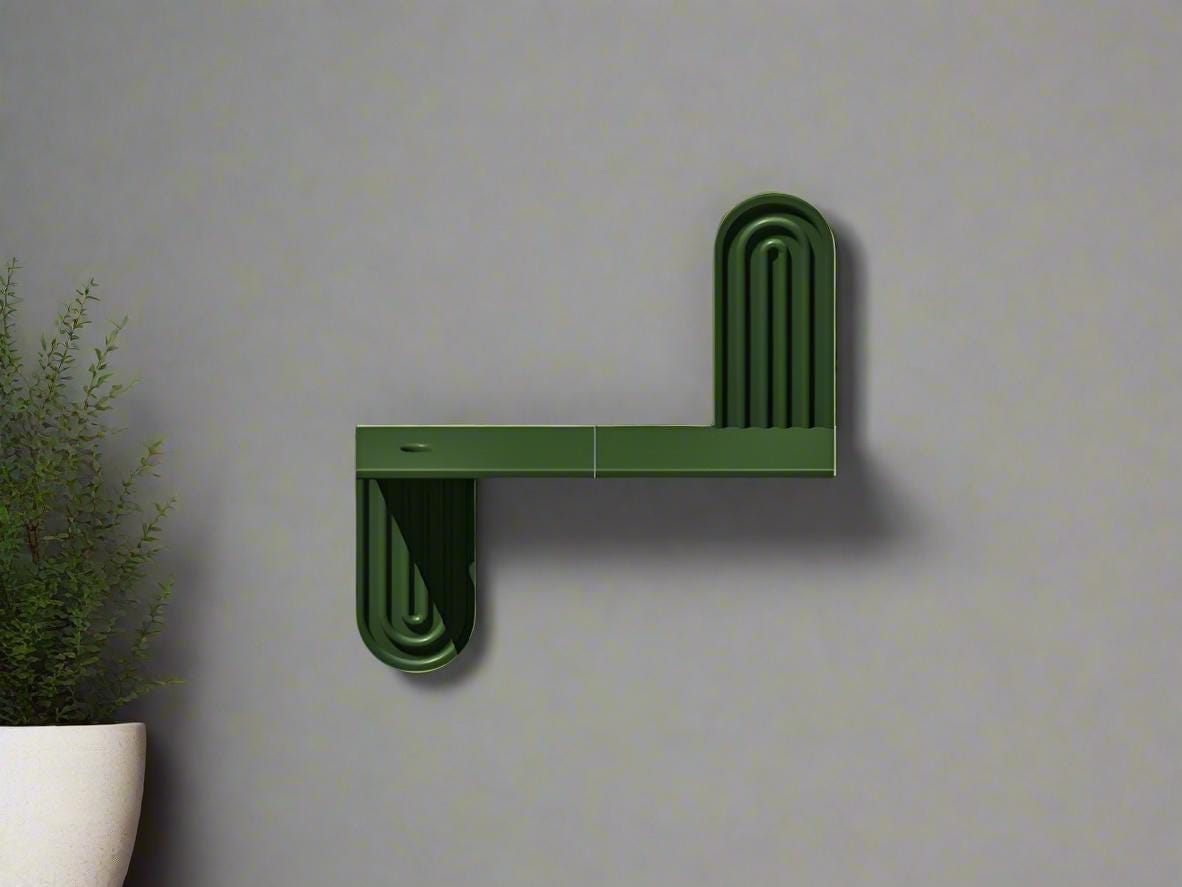 Rosebud HomeGoods Green Modern Floating Wall Shelf, Unique Arch Oval Home Decor, 3D Printed Propagation or Reed Diffuser Shelf, Wall Shelf Catchall, Entryway Decor