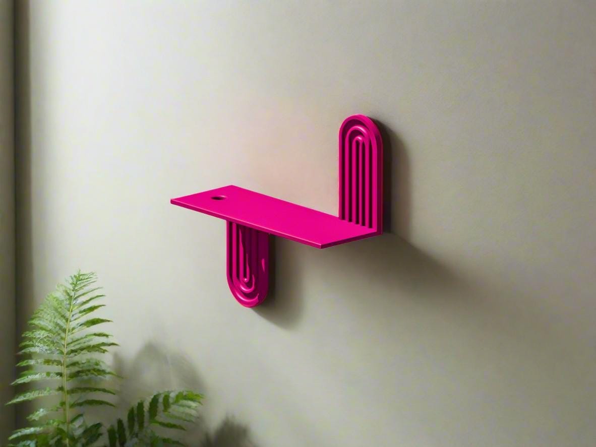 Rosebud HomeGoods Pink Modern Floating Wall Shelf, Unique Arch Oval Home Decor, 3D Printed Propagation or Reed Diffuser Shelf, Wall Shelf Catchall, Entryway Decor