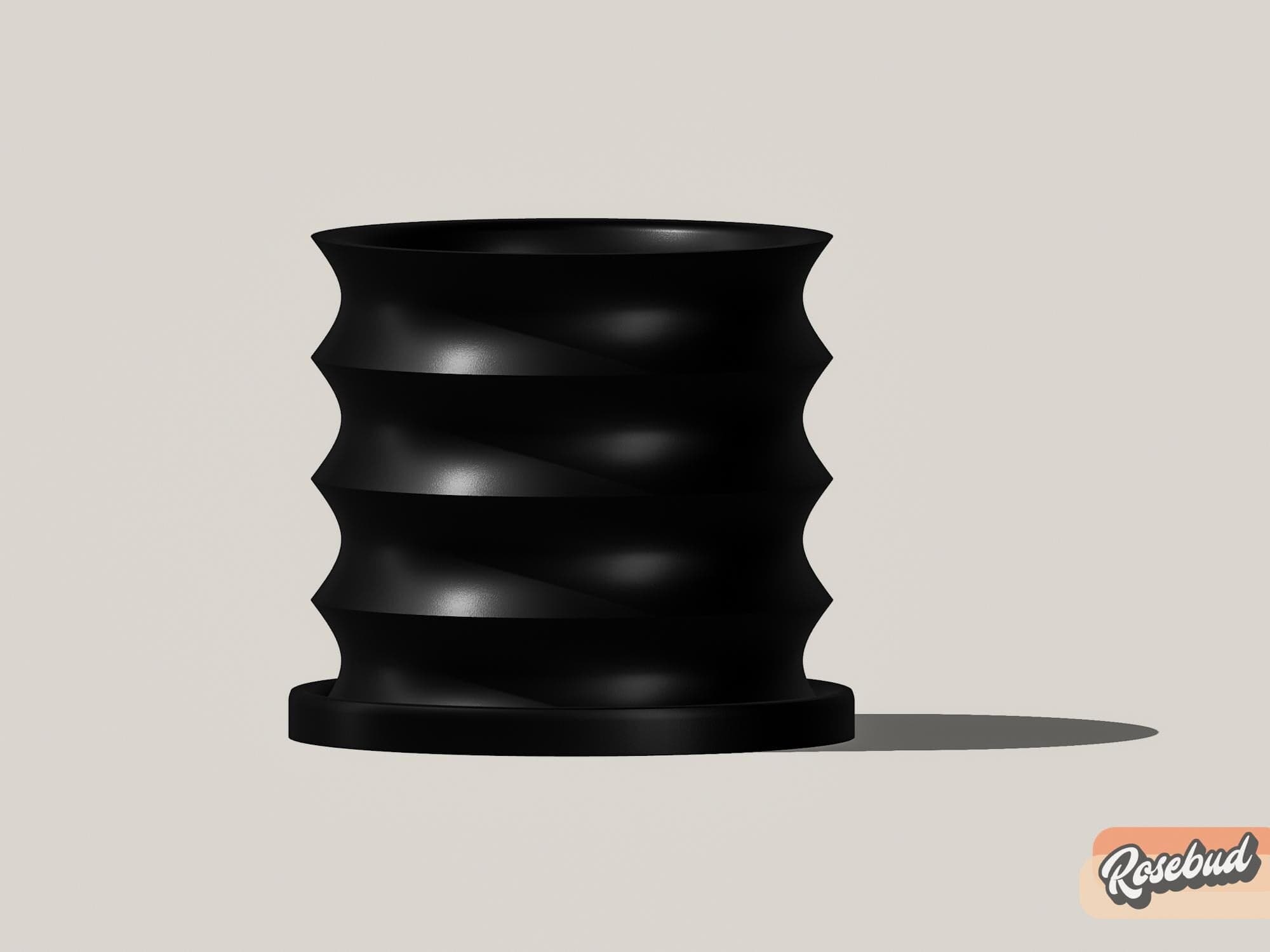 Rippled Plant Pot with Drainage – Modern Organic Indoor Planter with Saucer, 3D Printed Wavy Pot for Houseplants - BRIM - My American Goods