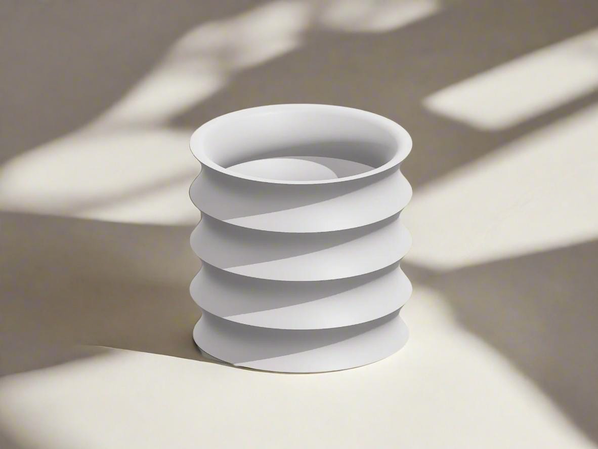 Rippled Plant Pot with Drainage – Modern Organic Indoor Planter with Saucer, 3D Printed Wavy Pot for Houseplants - BRIM - My American Goods