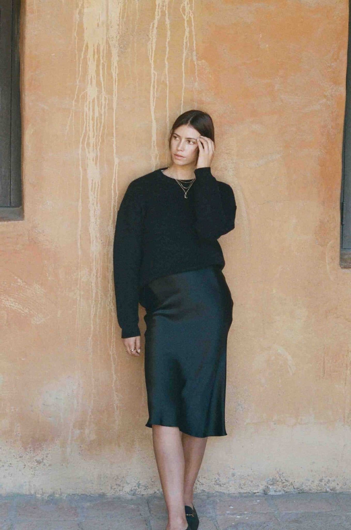 MERRITT CHARLES Skirt Kendall Bias-Cut Silk Skirt - Black