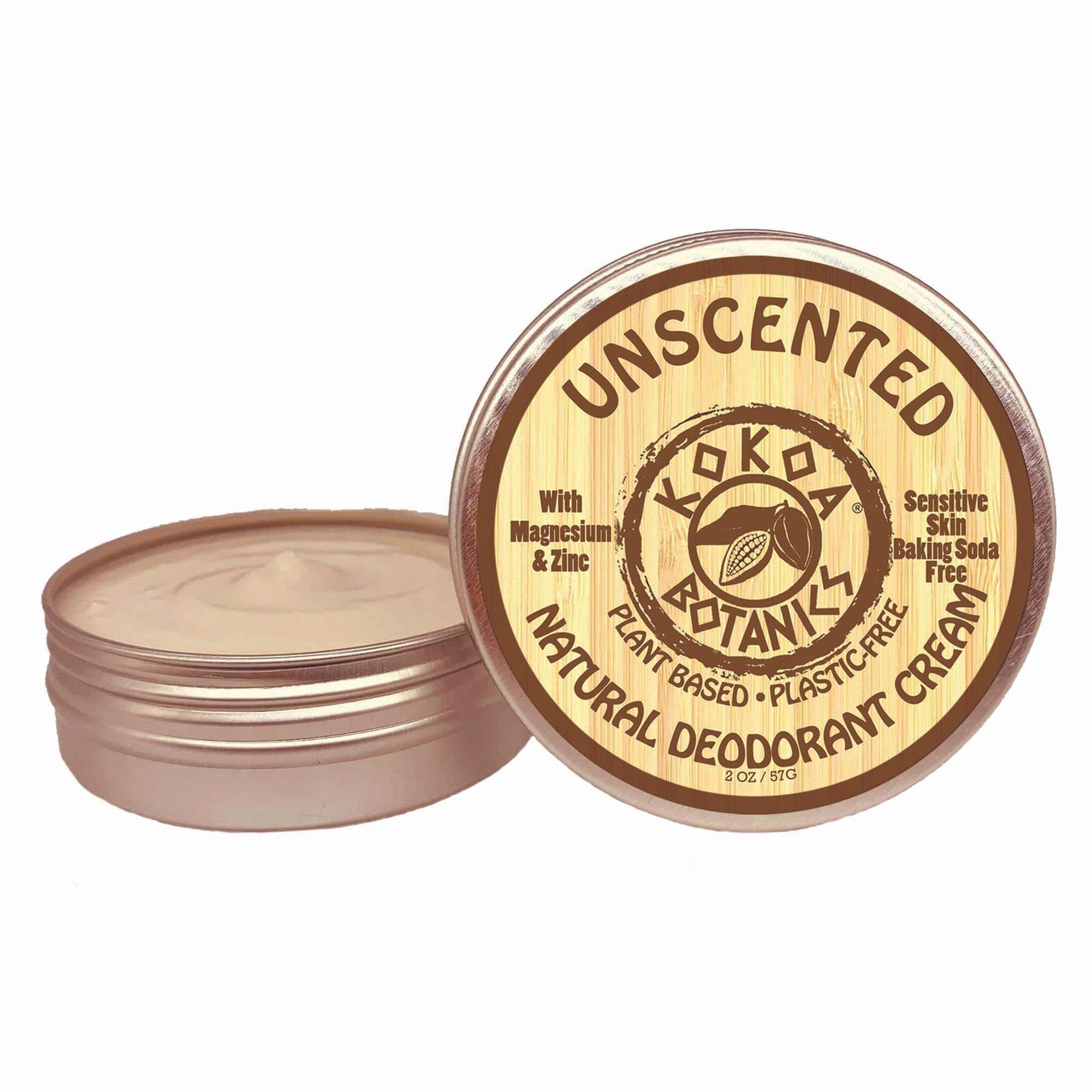 KOKOA BOTANICS deodorant 1 Pack UNSCENTED - Natural Deodorant Cream - Sensitive Skin 2.5 oz