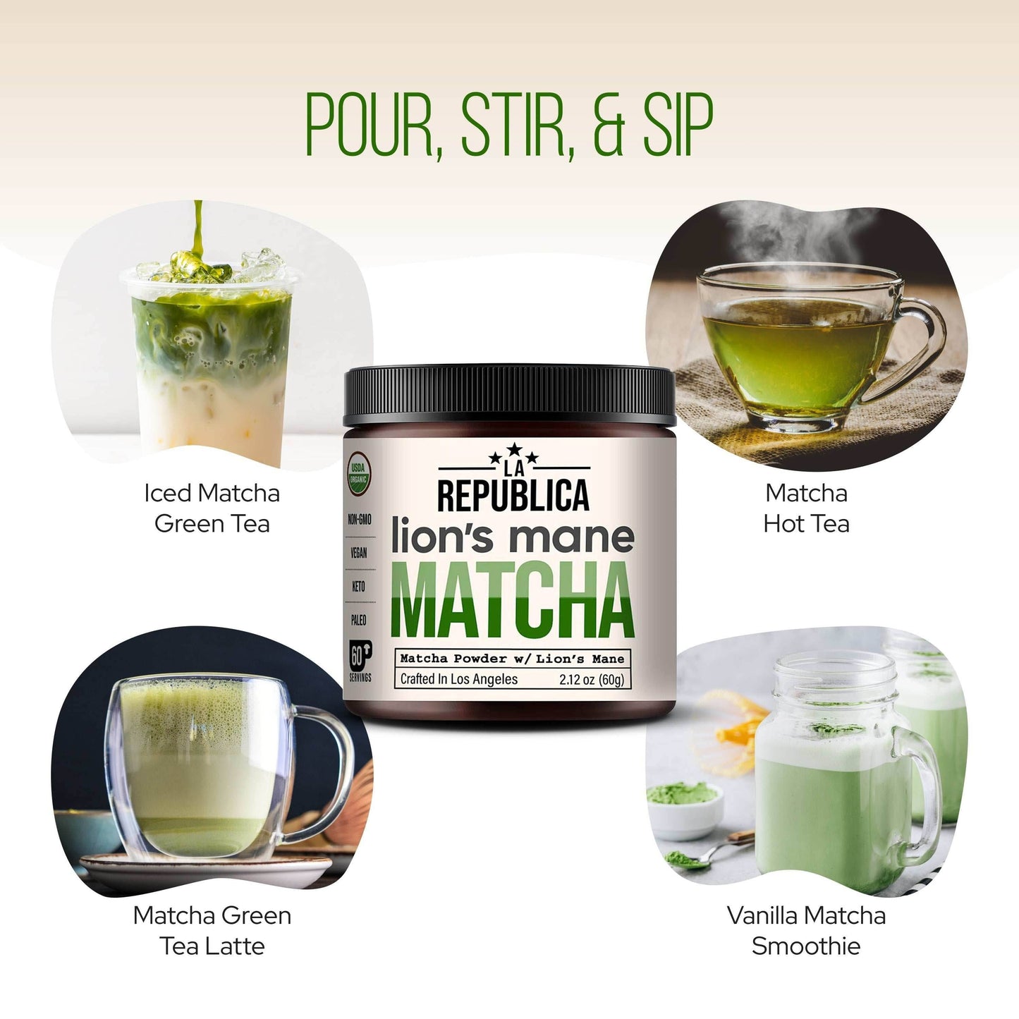 Matcha Green Tea with Lion's Mane - My American Goods