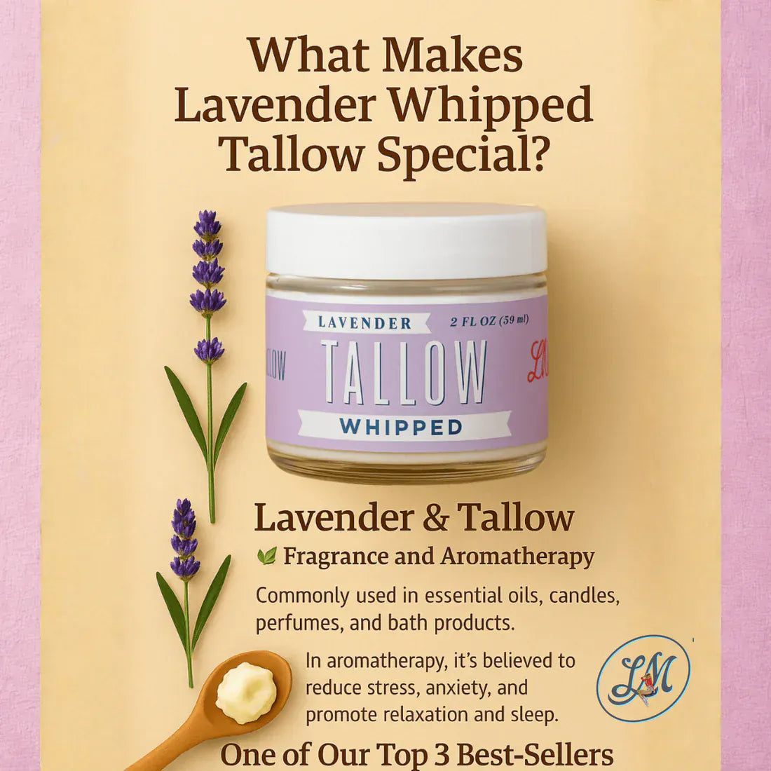 Lady May Tallow Lotion & Moisturizer Whipped Tallow Moisturizer Duo | Lavender & Vanilla