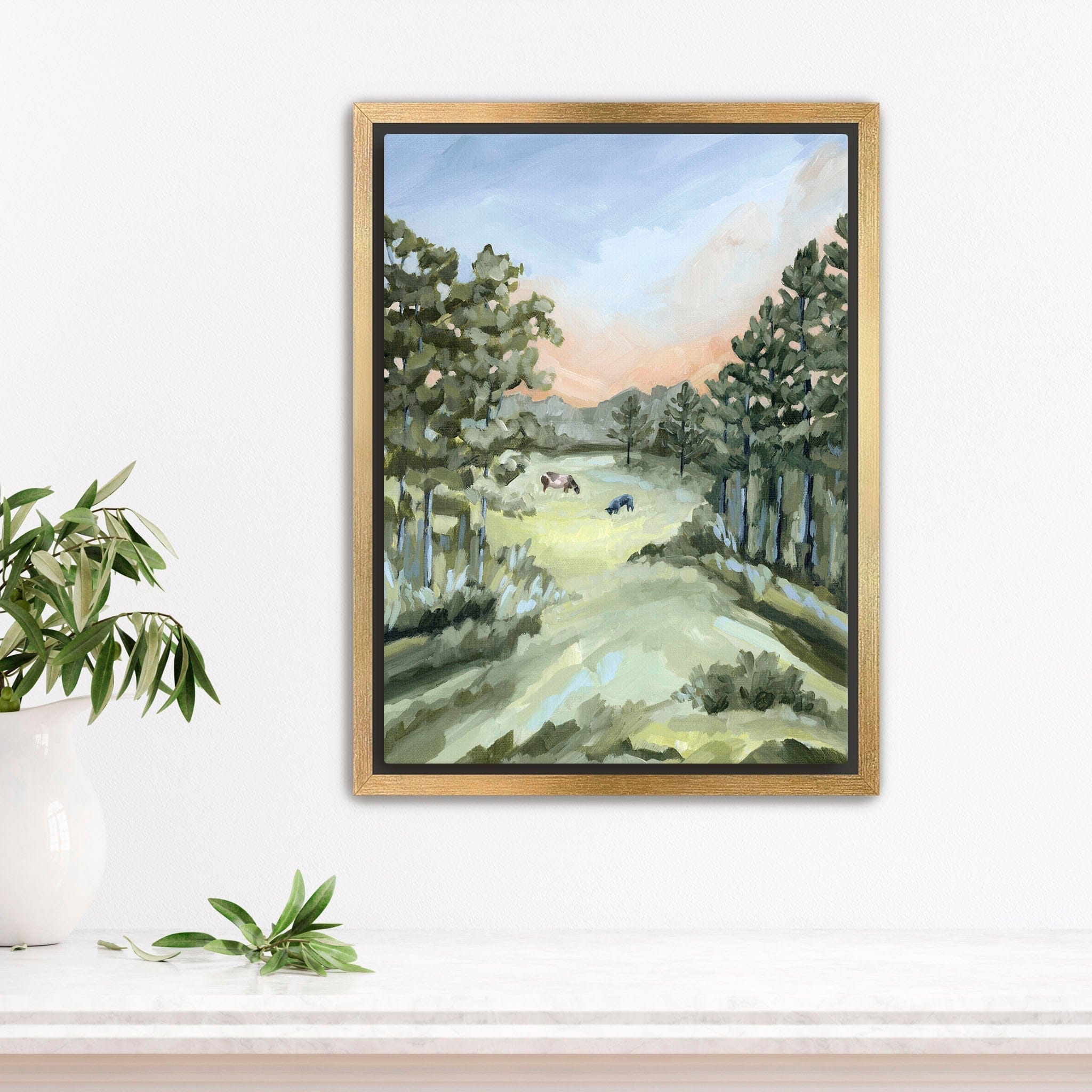 Katie Garrison Art Print Stretched Canvas / 8x10 in / Gold Frame "Land We Love" Art Print