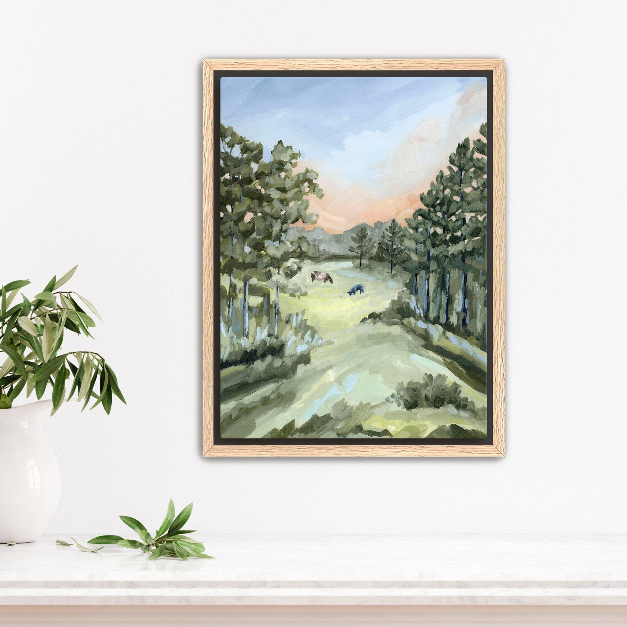 Katie Garrison Art Print Stretched Canvas / 8x10 in / Oak Frame "Land We Love" Art Print