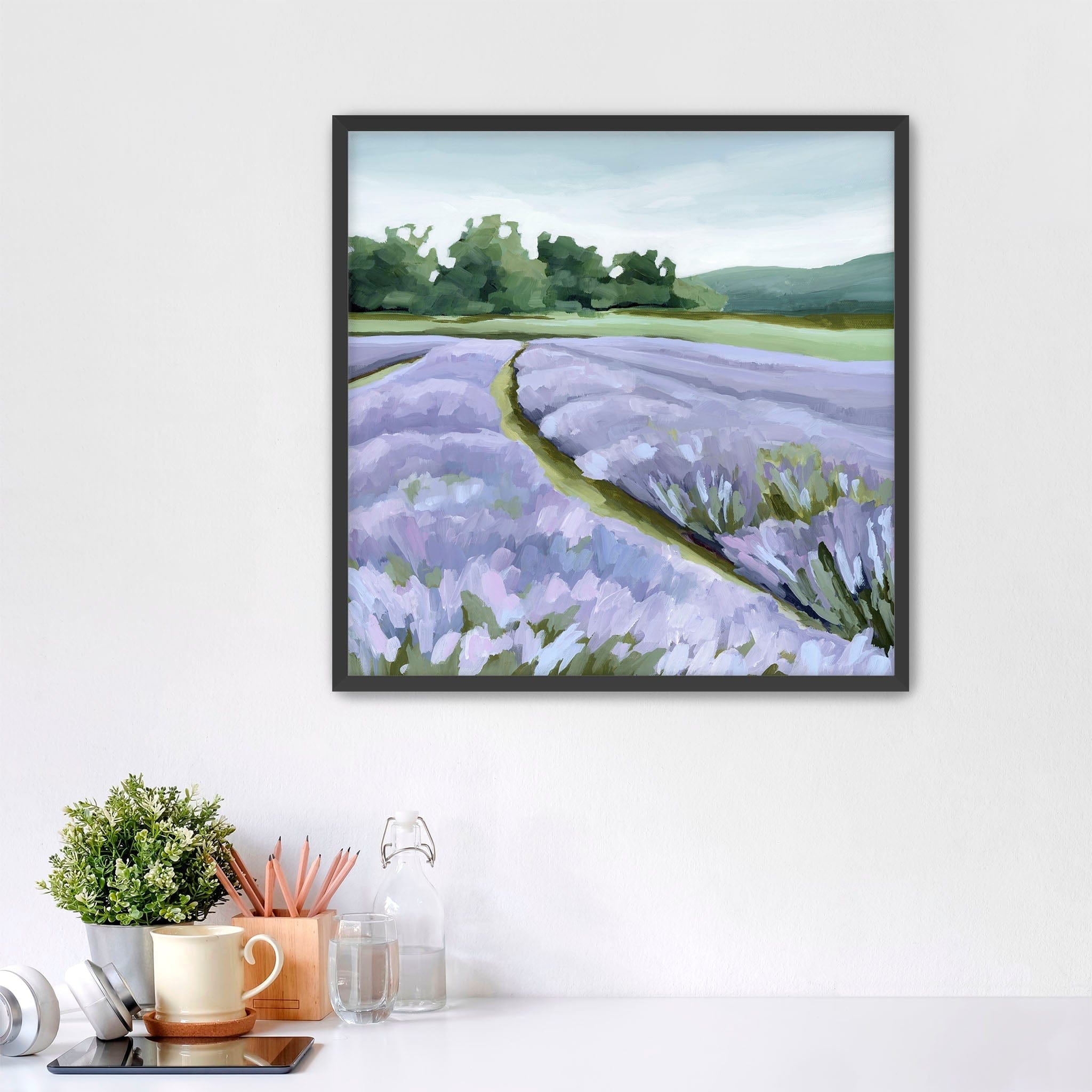 Katie Garrison Art Print Paper Print / 10x10 in / Black Frame "Lavender Foothills" Art Print