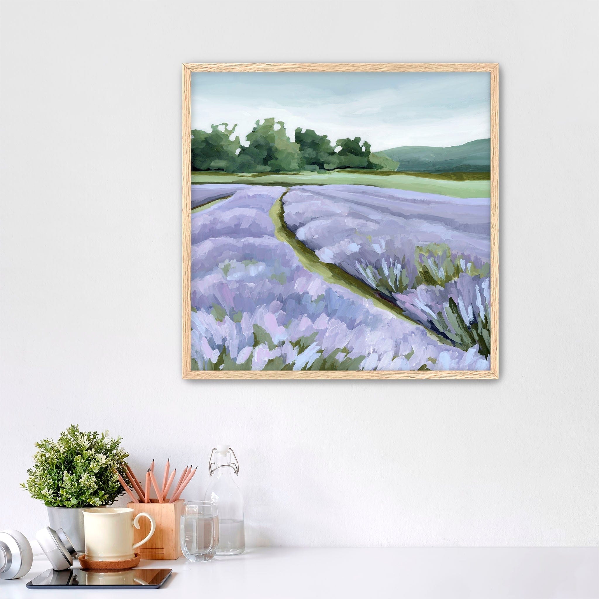 Katie Garrison Art Print Paper Print / 10x10 in / Oak Frame "Lavender Foothills" Art Print
