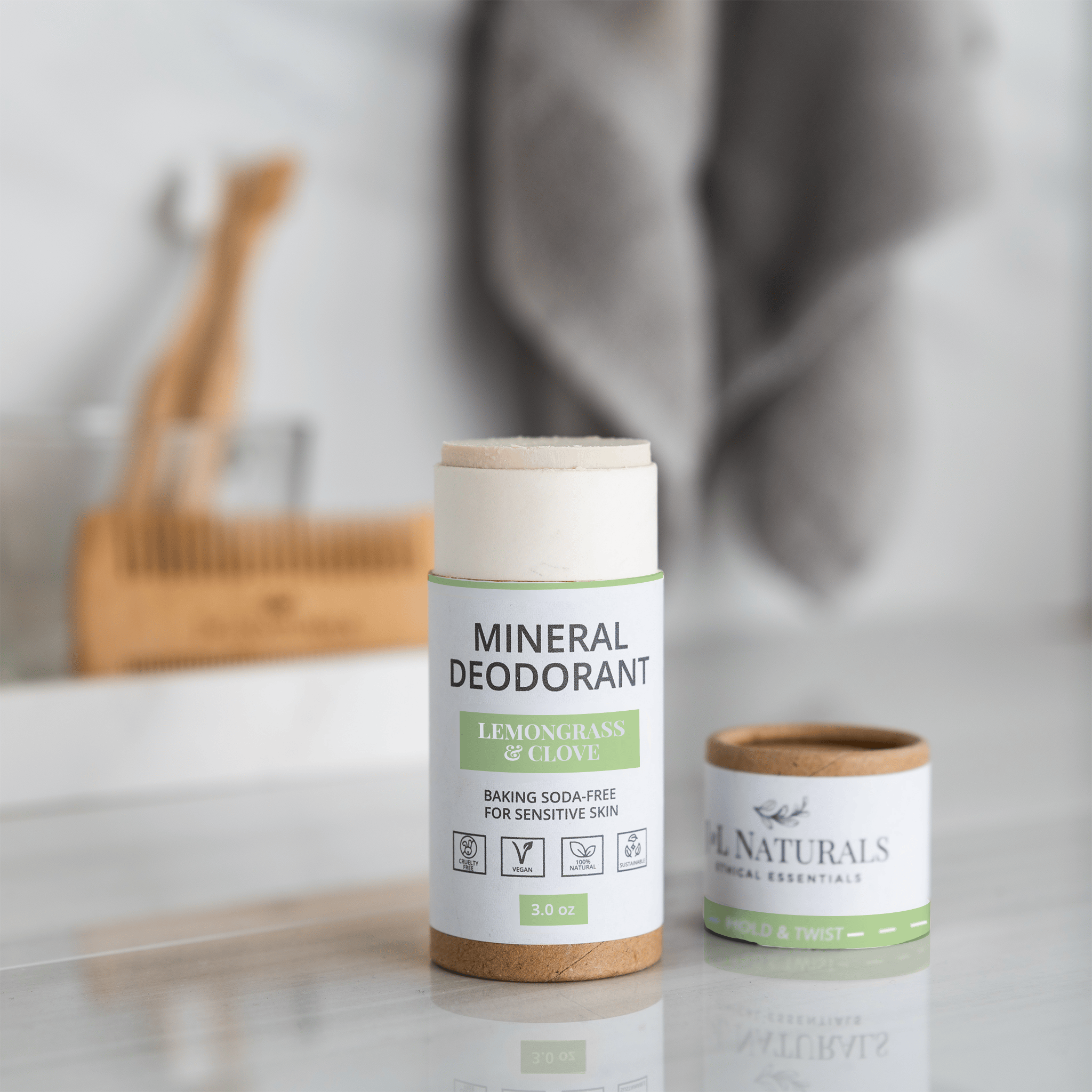 J&L Naturals Deodorant Lemongrass & Clove Mineral (Baking Soda-Free) Deodorant