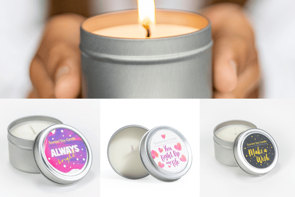 Trio of Tin Soy Candle - Scented with Bergamot and Lavender Essential Oil - My American Goods