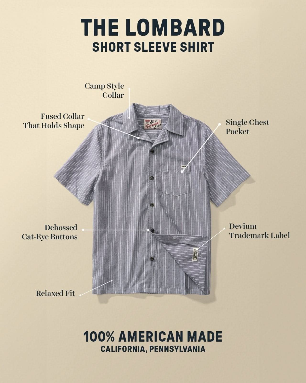 Lombard Striped Short Sleeve Shirt - My American Goods