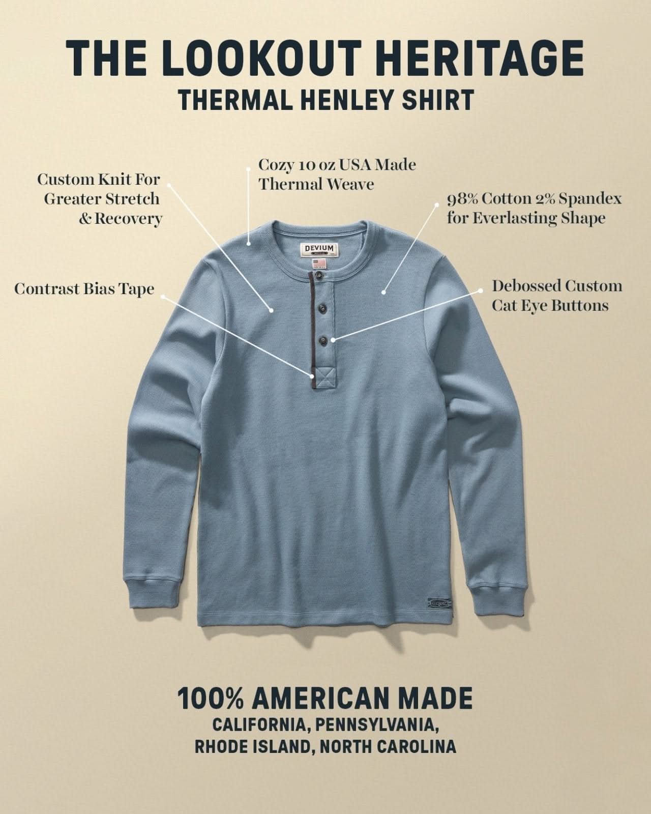 Lookout Heritage Thermal Henley - My American Goods